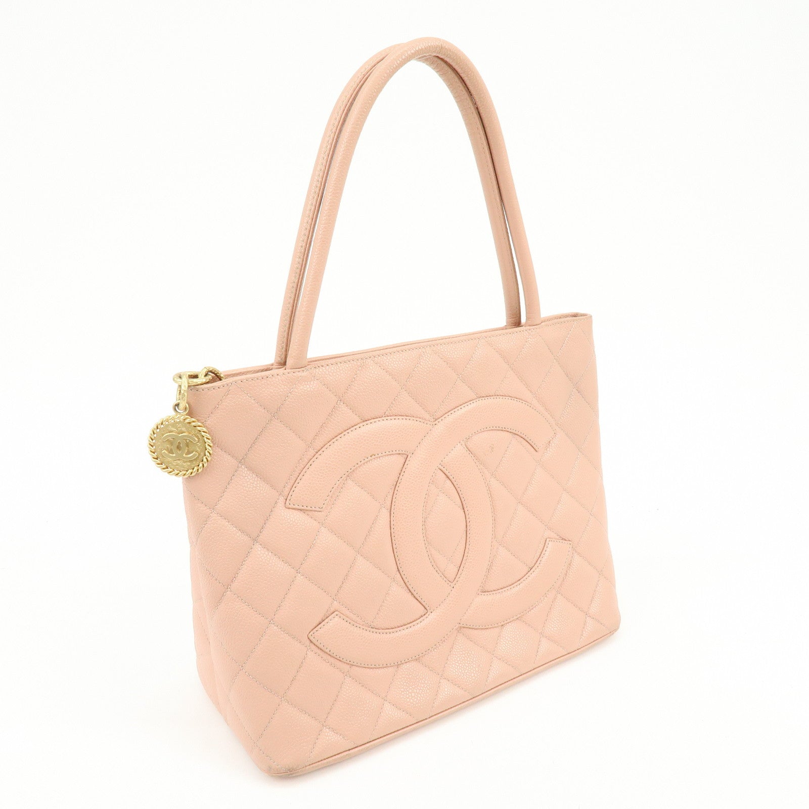 CHANEL Medallion Matelasse COCO Mark Caviar Skin Tote Bag A01804