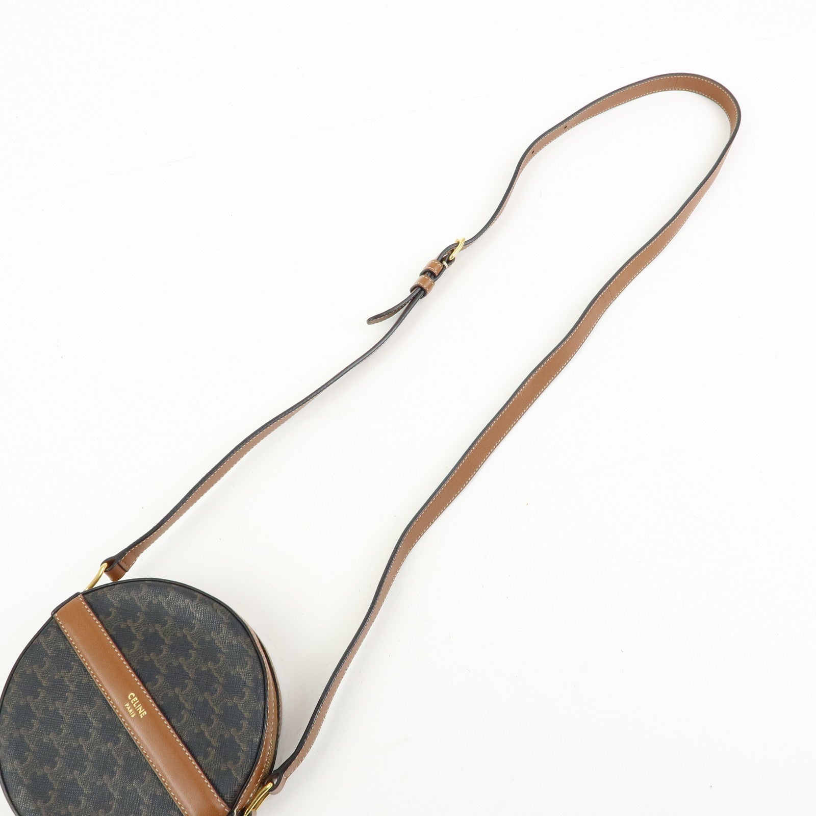 CELINE Triomphe PVC Leather Shoulder Bag Crossbody Bag Brown