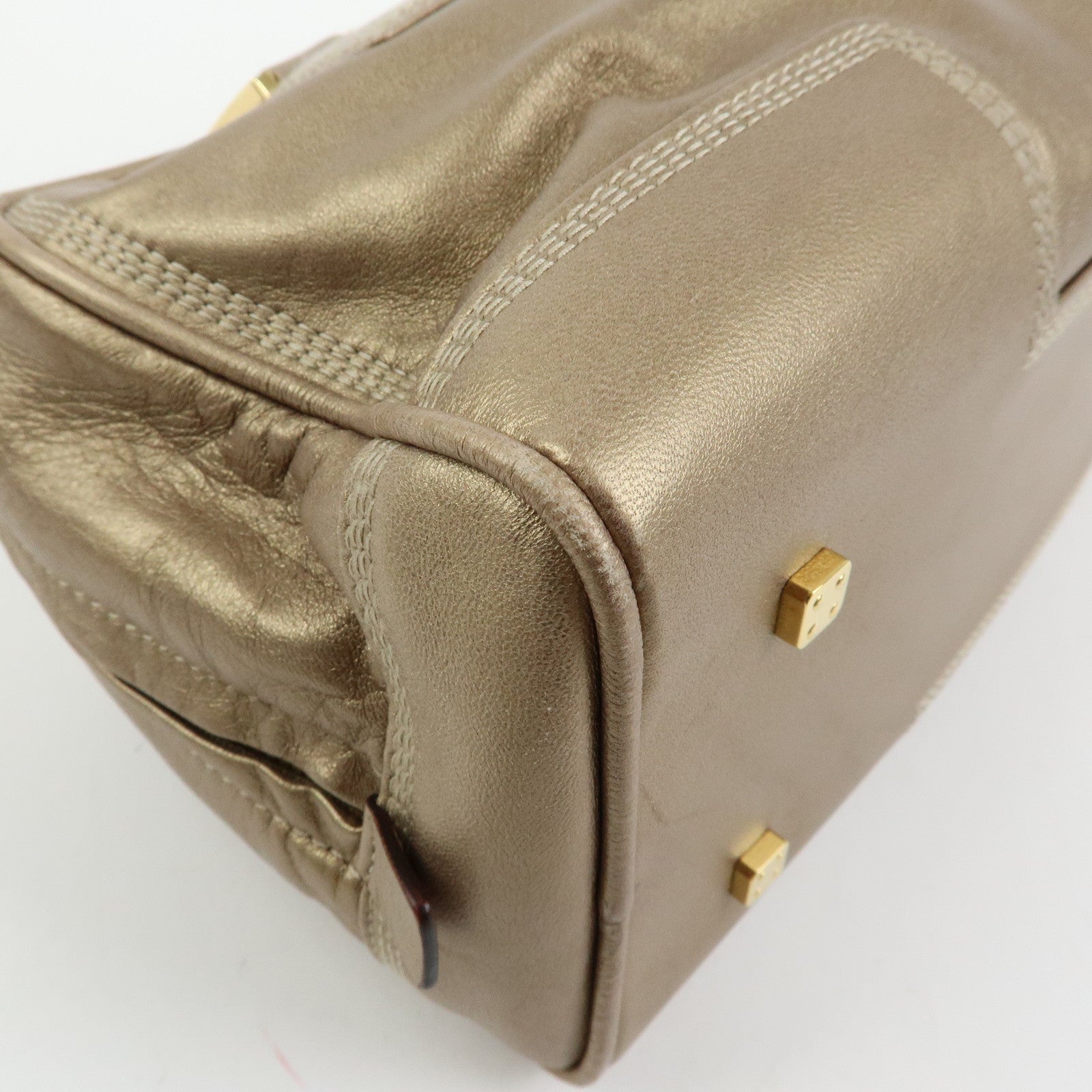 LOEWE Amazona 28 Nappa Leather Hand Bag Boston Bag Gold