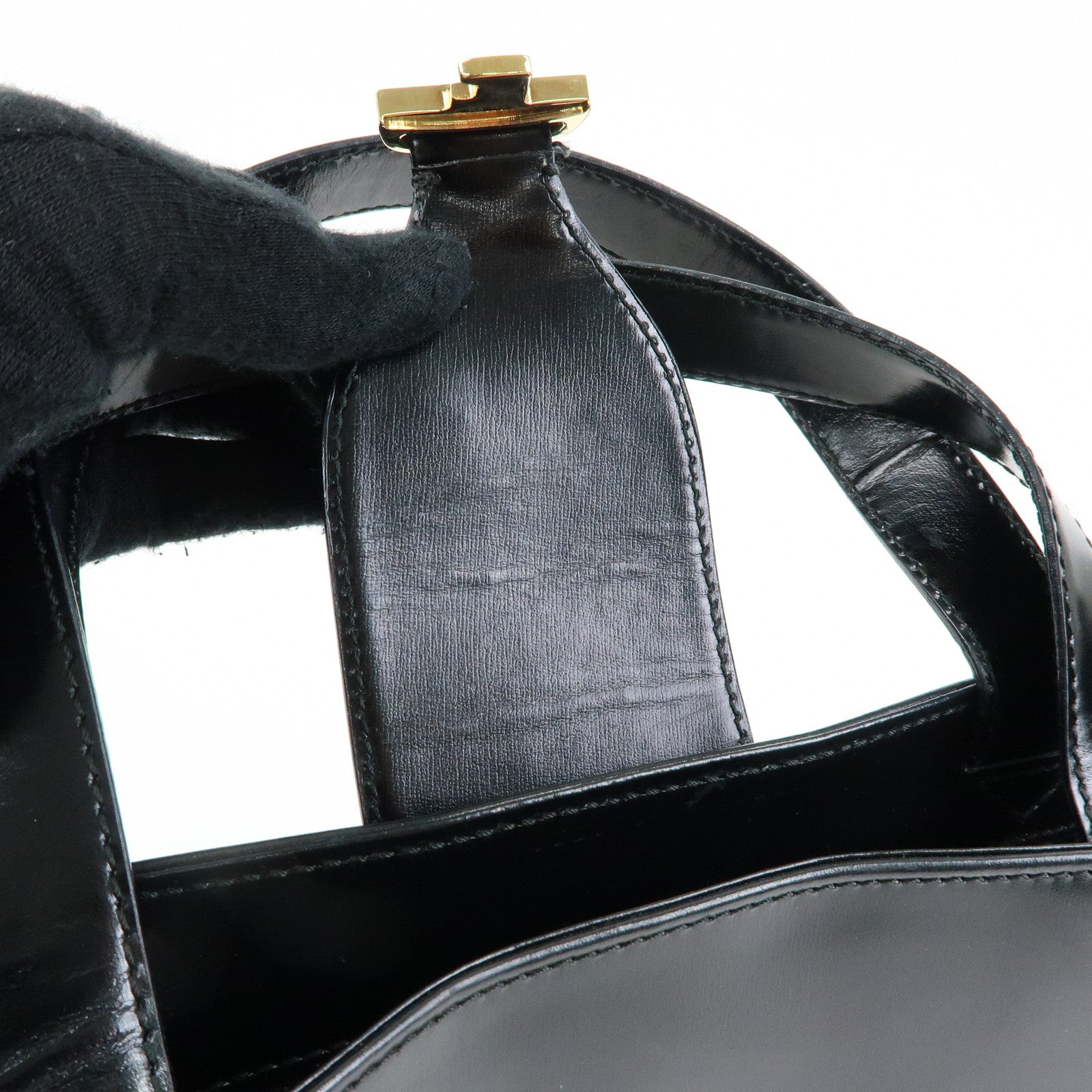 Ferragamo Vara Leather 2way Bag Hand Bag Black