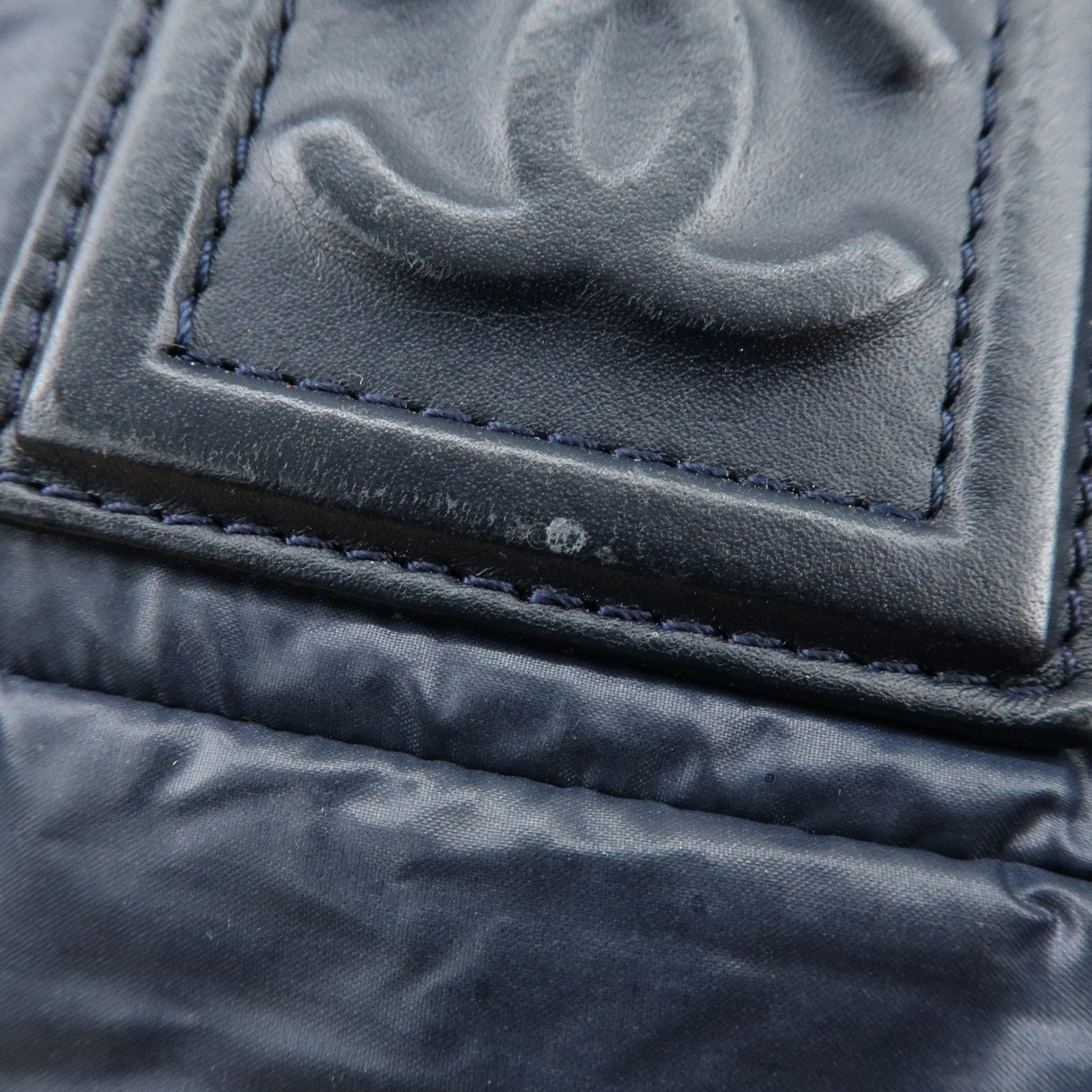 CHANEL COCO Cocoon Nylon Leather Tote MM Hand Bag Navy A48611