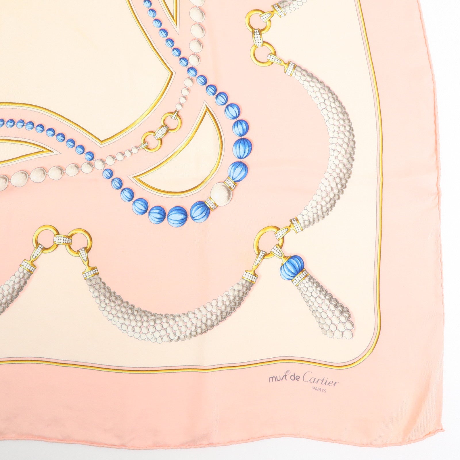 Christian Dior CELINE Cartier Lot of 3 Silk 100% Scarf Pink Gold Beige