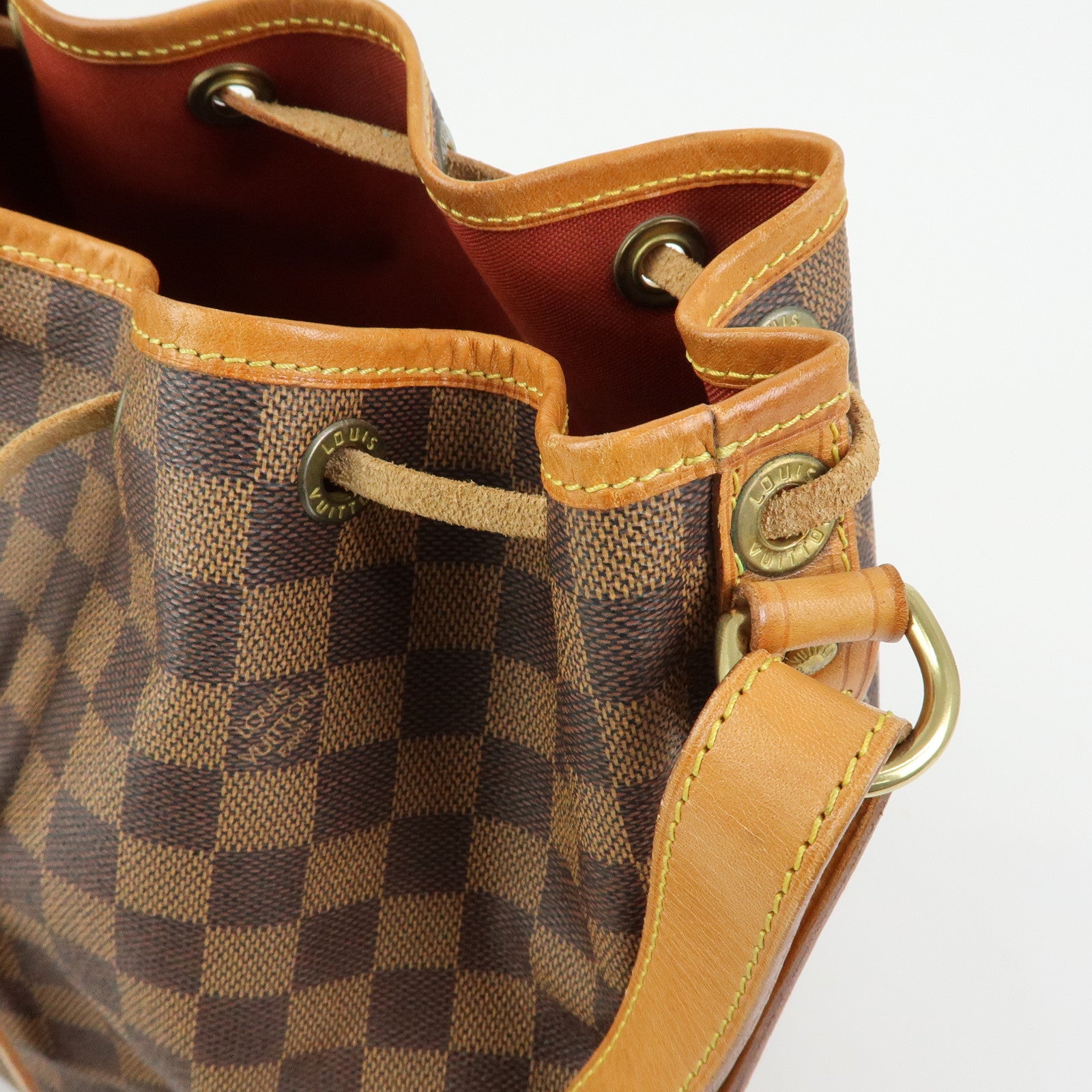 Louis Vuitton Damier Noe Canvas Leather Shoulder Bag Brown