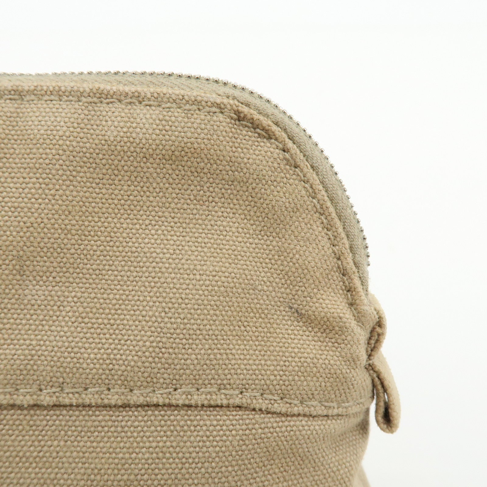 HERMES Bolide Mini Cotton Leather Canvas Pouch Cosmetic Pouch Beige