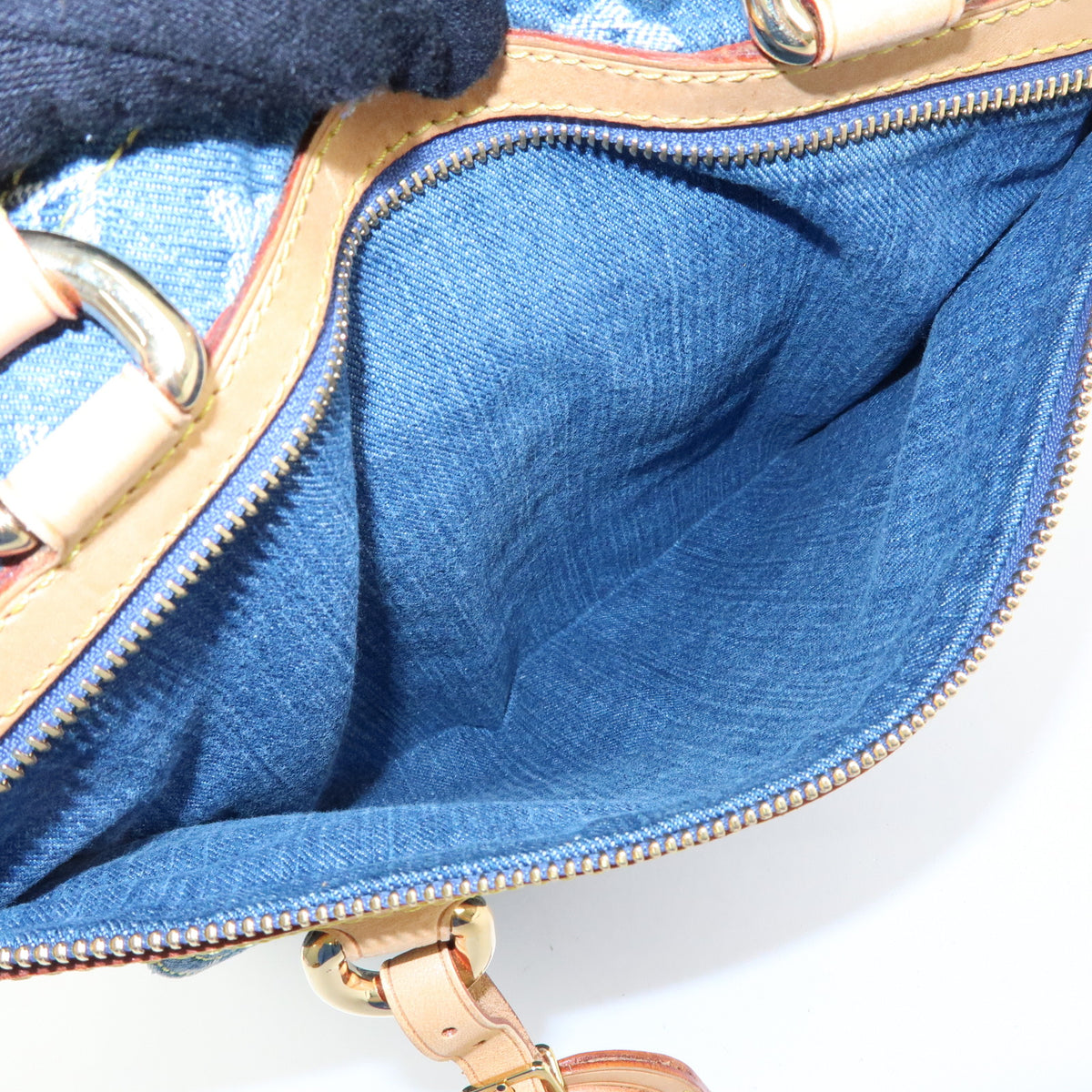 Louis Vuitton Monogram Denim Flat Shopper Tote Bag Blue M95018