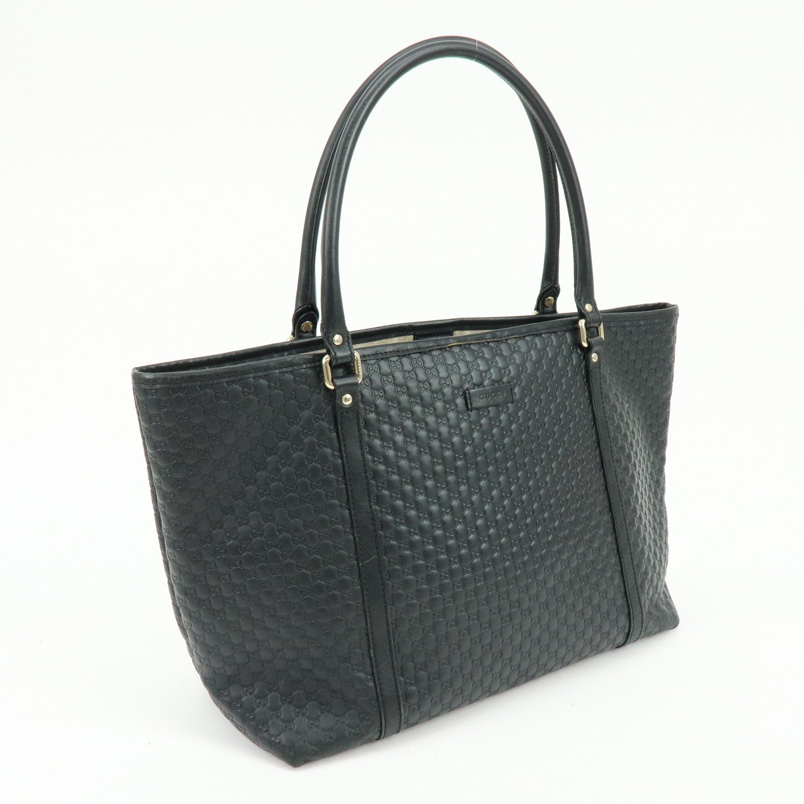 GUCCI Microguccissima Leather Tote Bag Shoulder Bag Black 449647