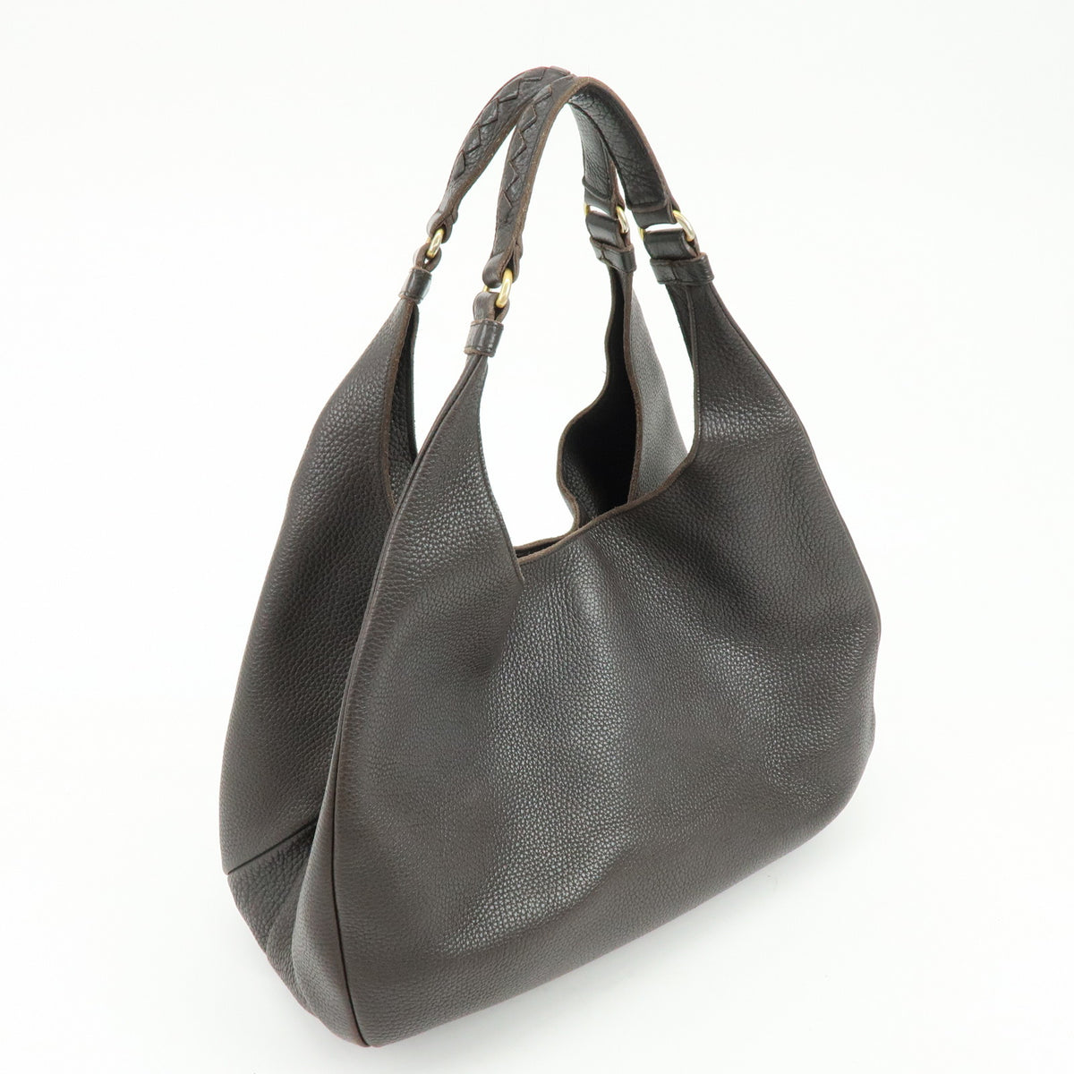 BOTTEGA VENETA Intrecciato Campana Large Leather Shoulder Bag Brown