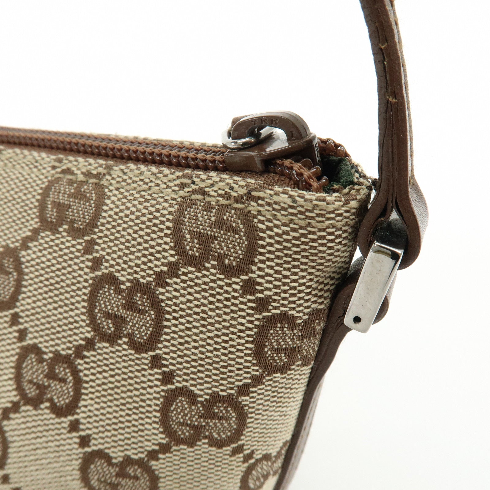 GUCCI Boat Bag GG Canvas Accessory Pouch Hand Bag Beige Brown 07198