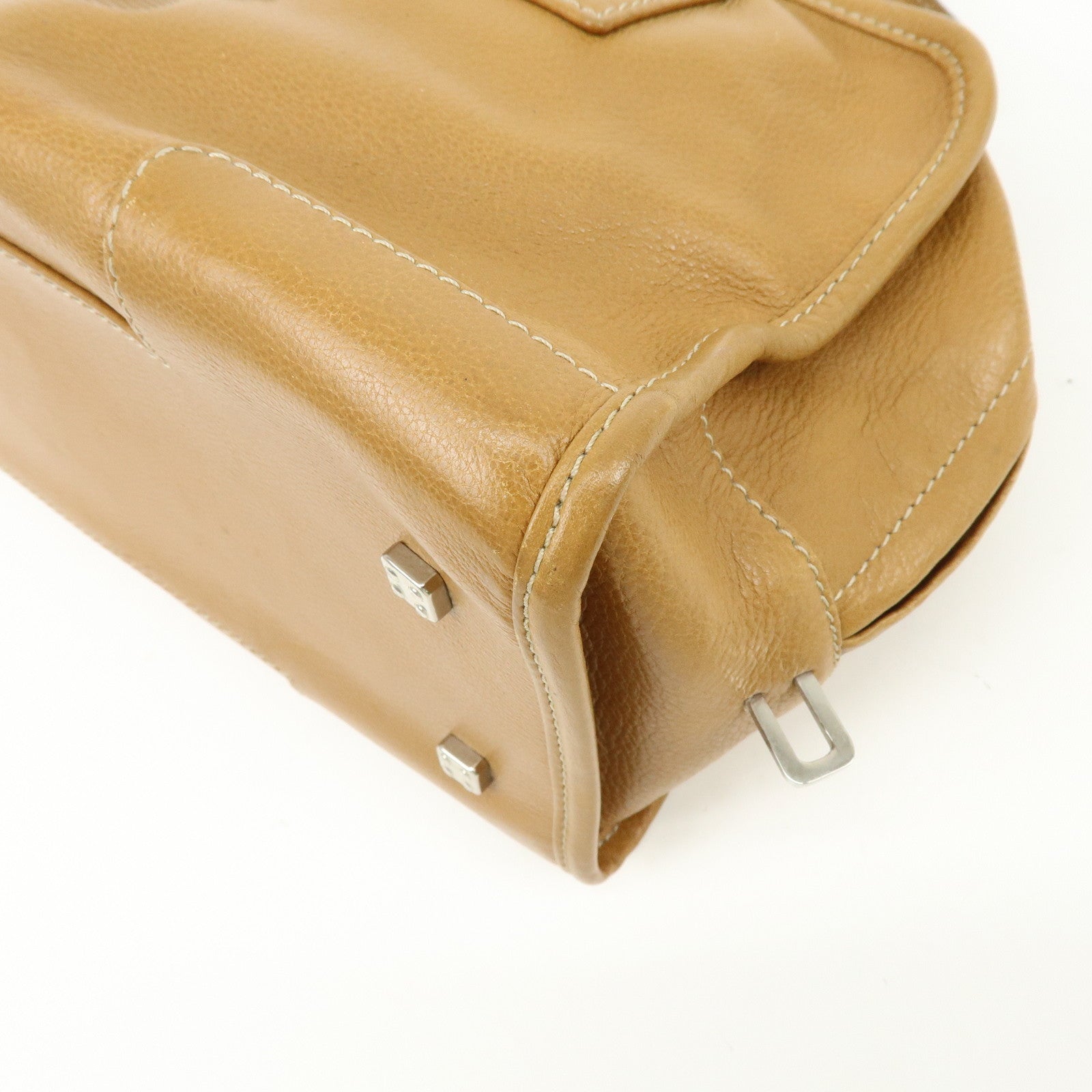 LOEWE Anagram Amazona 28 Leather Hand Bag Boston Bag Camel