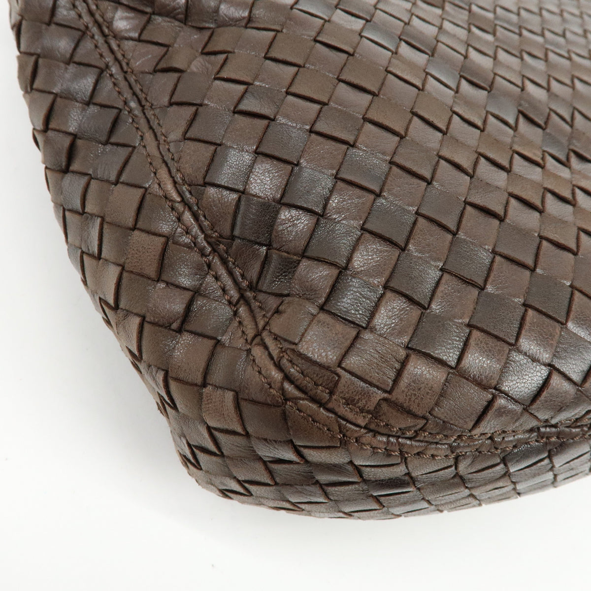 BOTTEGA VENETA Intrecciato Leather Shoulder Bag Hand Bag Brown