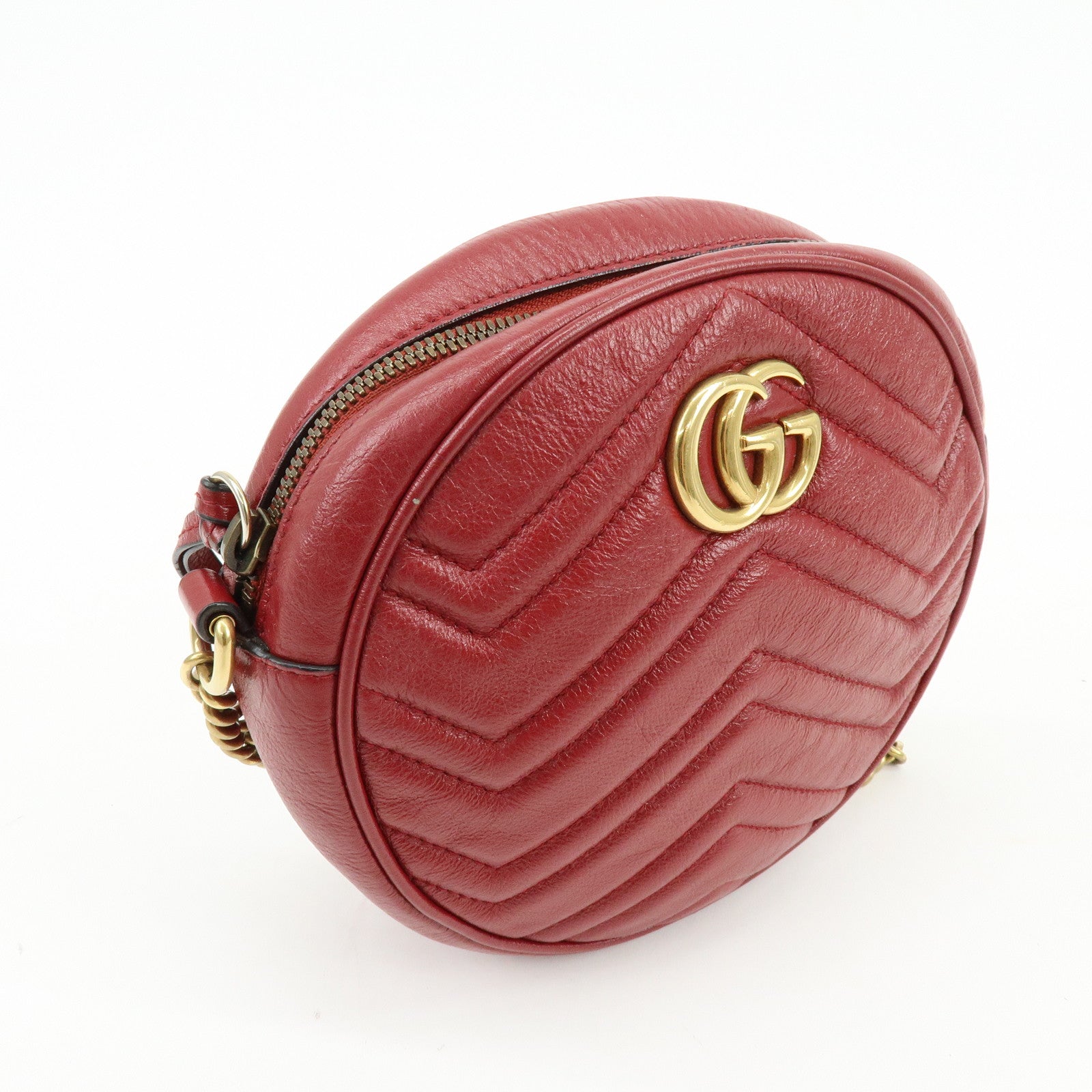 GUCCI GG Marmont Chevron Leather Chain Shoulder Bag Heart 550154