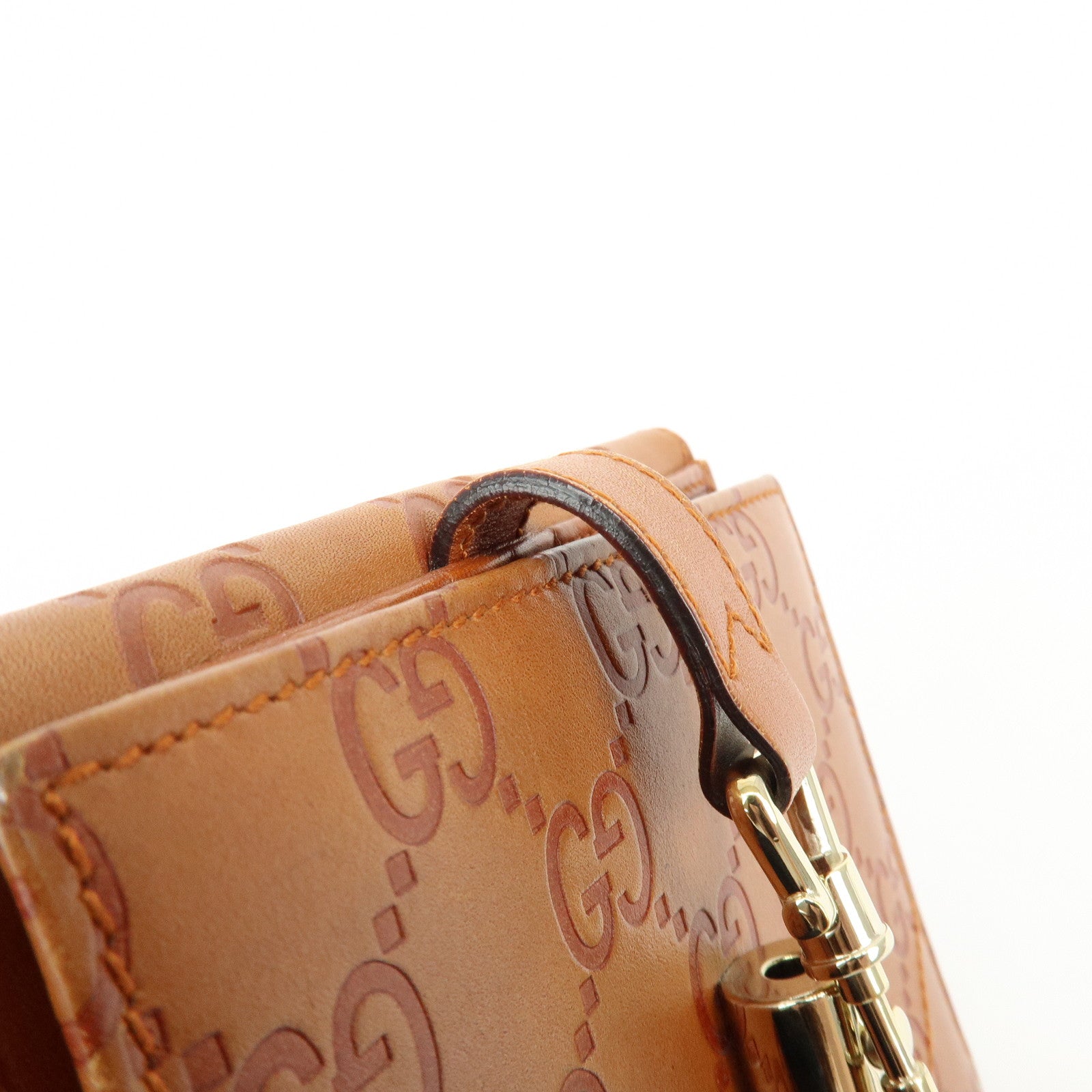 GUCCI New Jackie Guccissima Leather Compact Wallet Brown 141435