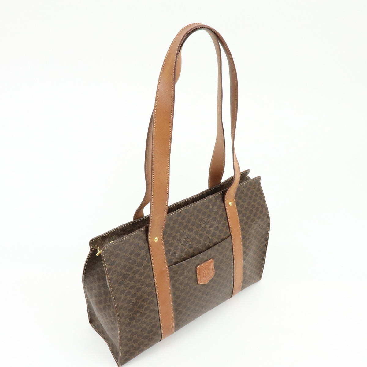 CELINE Macadam PVC Leather Shoulder Bag Hand Bag Brown