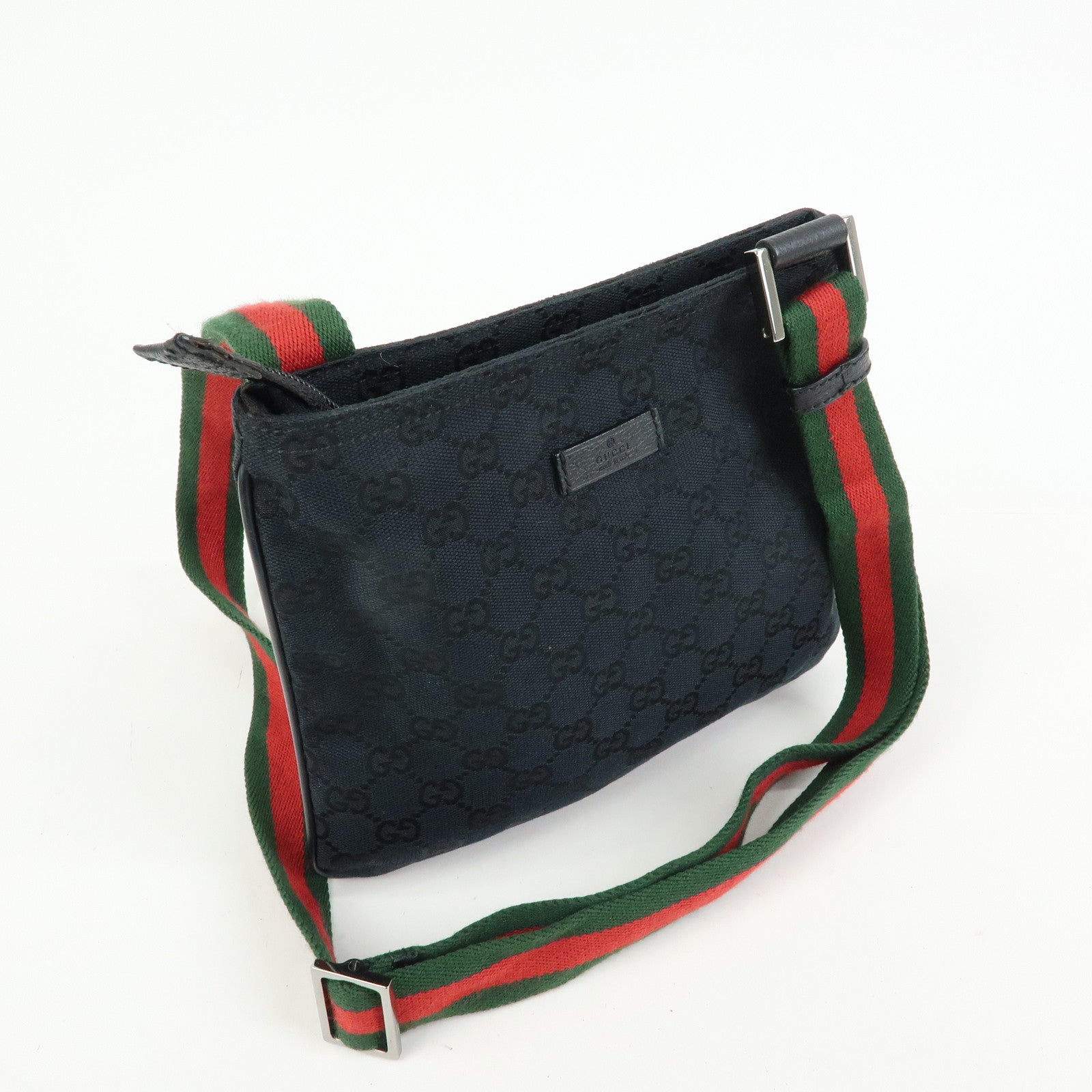 GUCCI Sherry GG Canvas Leather Shoulder Bag Messenger Bag Black