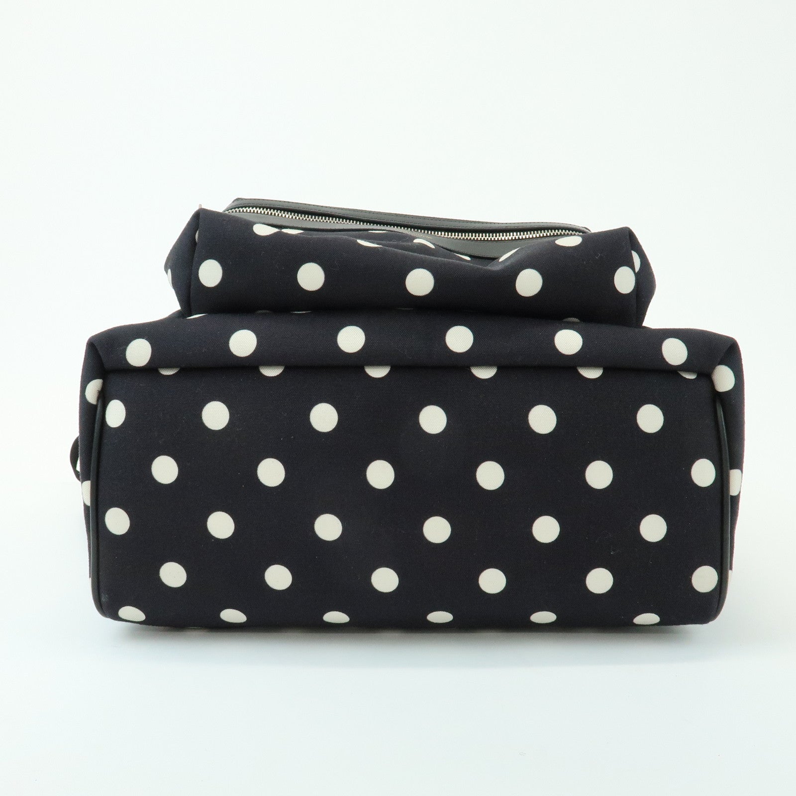 SAINT LAURENT PARIS City Canvas Backpack Rucksack Polka Dot Black White