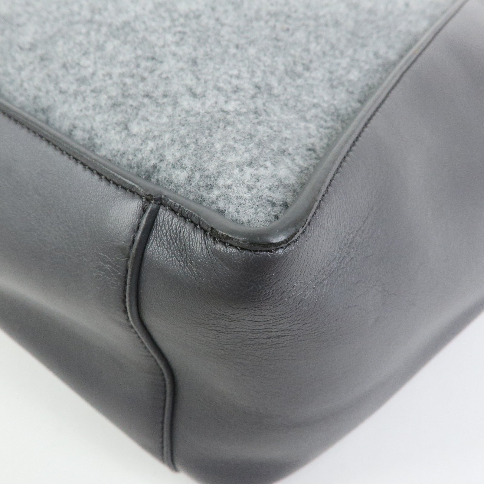 STELLA MCCARTNEY Felt Faux Leather Tote Bag Shoulder Bag  Gray