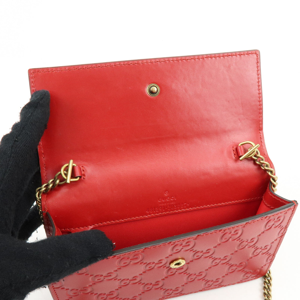 GUCCI Interlocking G Guccissima Chain Shoulder Bag Cherry 481291