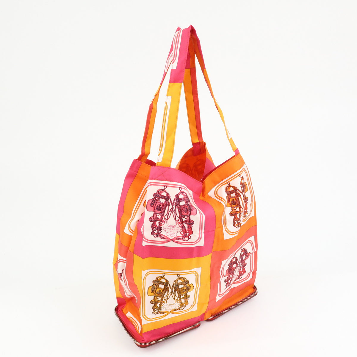 HERMES Buffle Skipper Silk 100% Silky Pop Foldable Tote Bag □L Stamped
