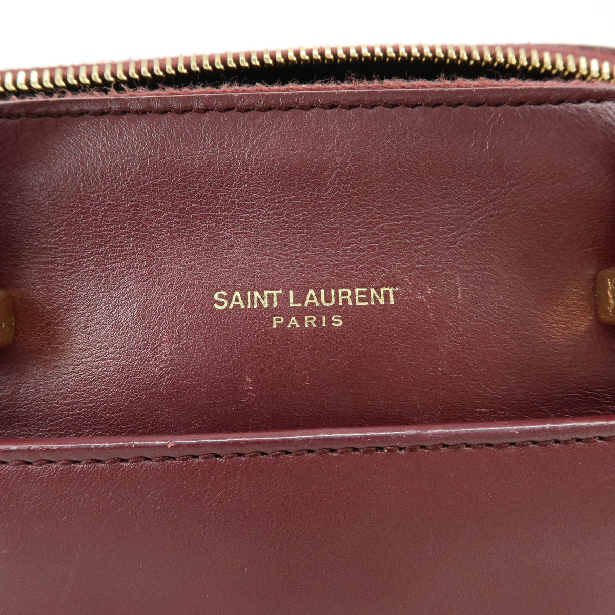 SAINT LAURENT PARIS Baby Duffle Leather 2WAY Bag Shoulder Bag Wine Red
