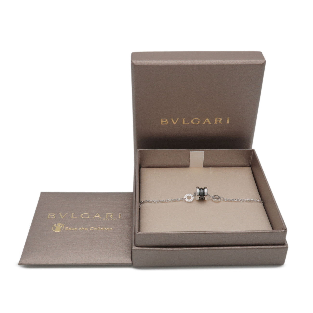 BVLGARI B-zero1 Save the Children Bracelet SV925 Ceramic Silver Black
