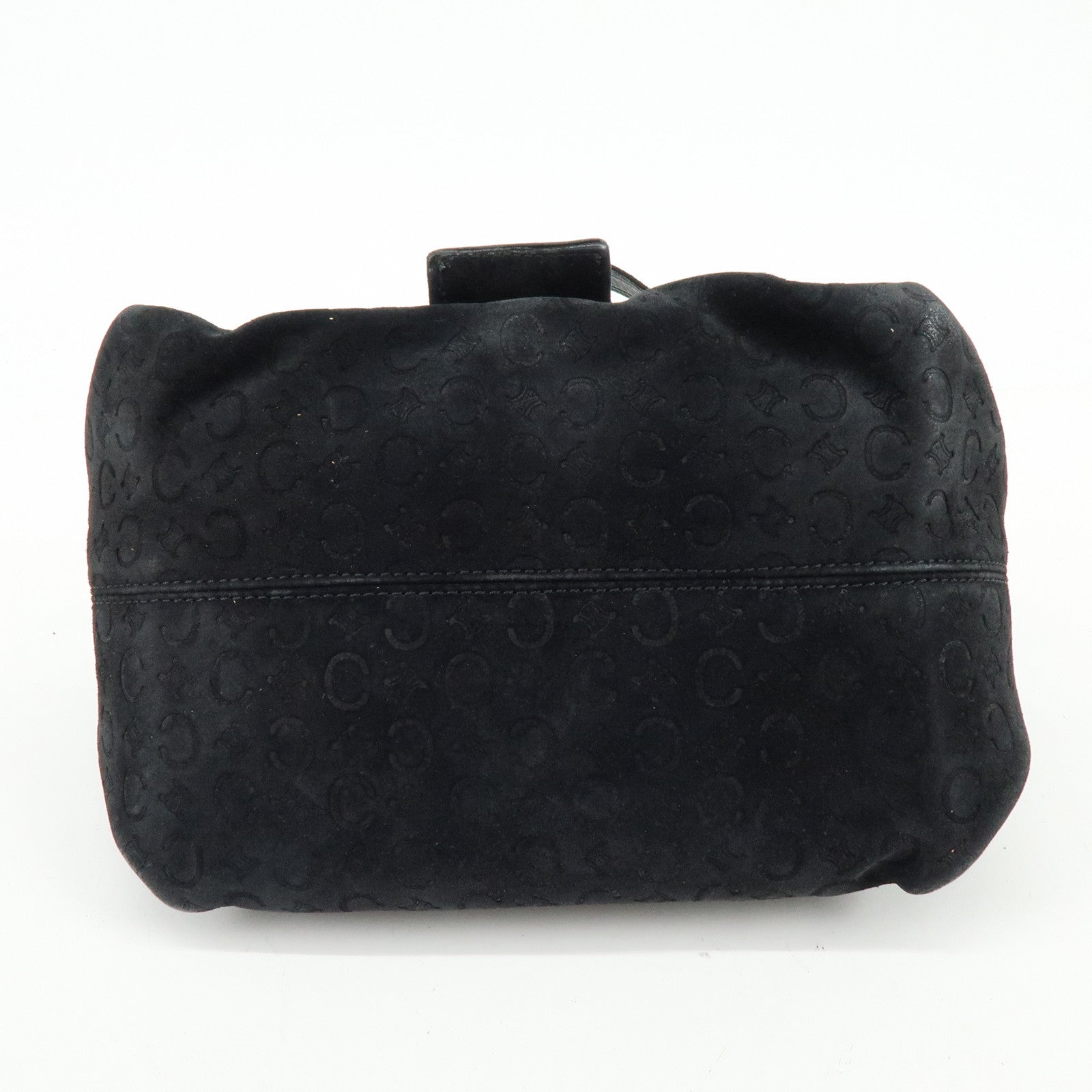 CELINE C Macadam Suede Leather Shoulder Crossbody Bag Black