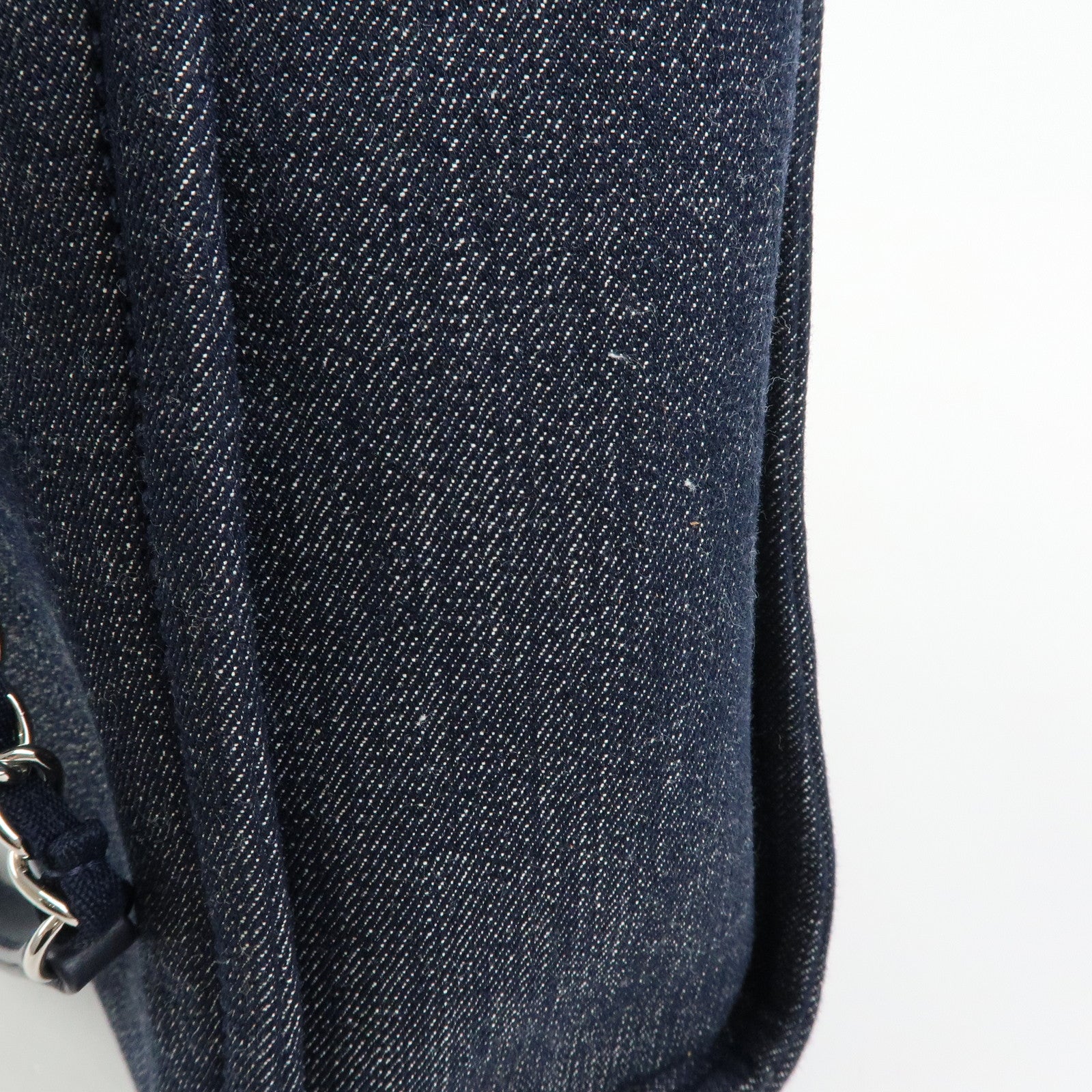 CHANEL Deauville PM Denim Calf Leather Chain Tote Bag Indigo A66939