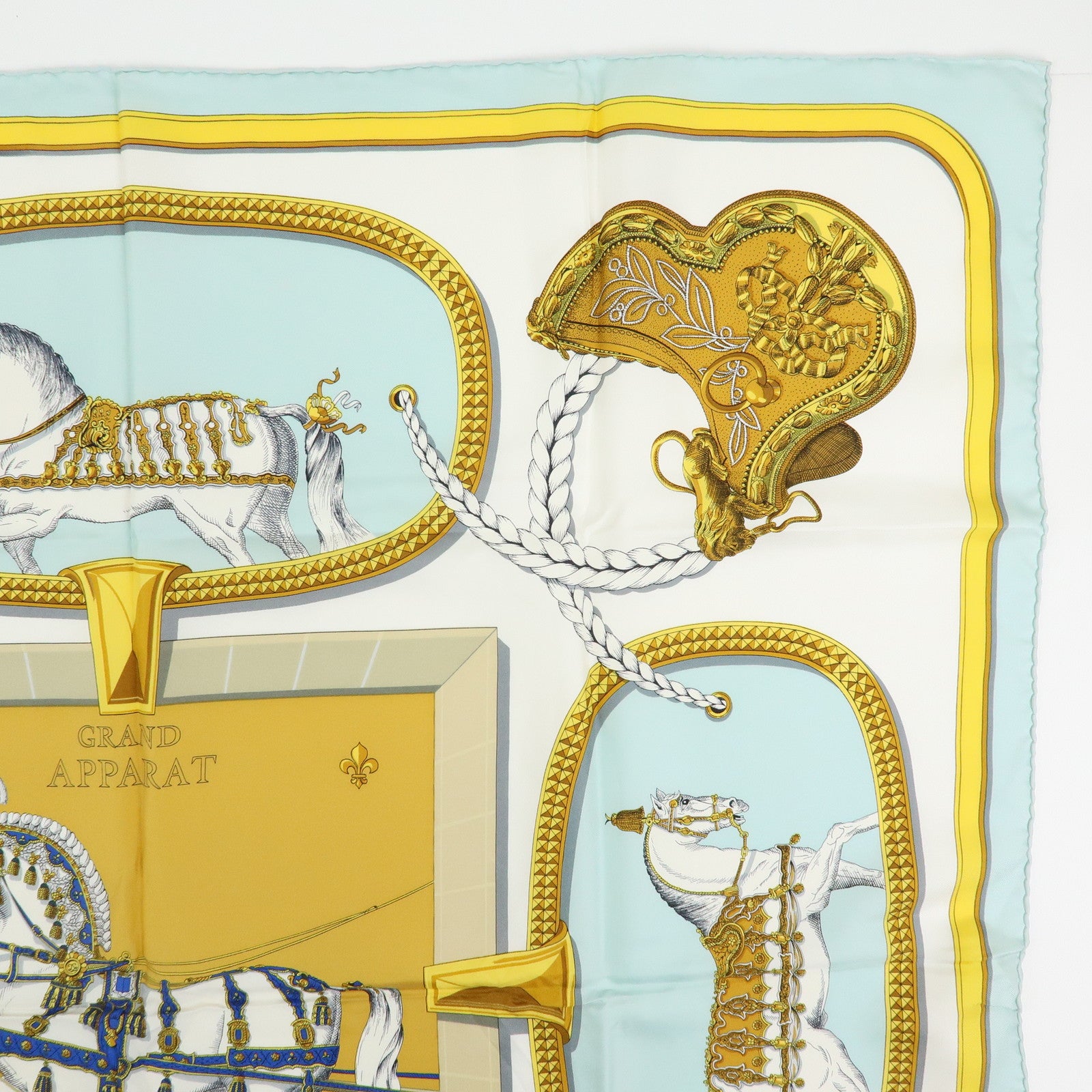HERMES Set of 2 Carre90 Silk 100% Scarf La MARINE a RAMES/GRAND APPARAT