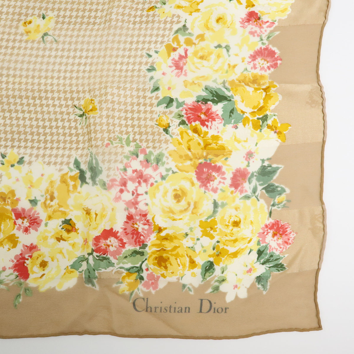 Christian Dior Lot of 3 Silk 100% Scarf Trotter Flower Navy Beige Red