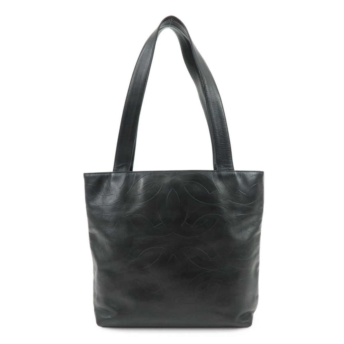 CHANEL COCO Mark Lamb Skin Tote Bag Shoulder Bag Black