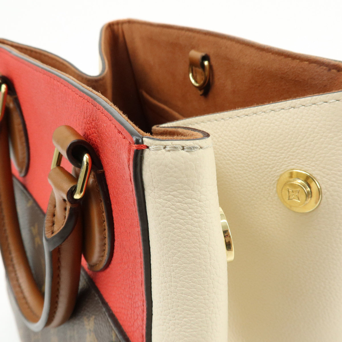 Louis Vuitton Monogram Fold Tote PM 2Way Bag Cerise Creme Noir M45389