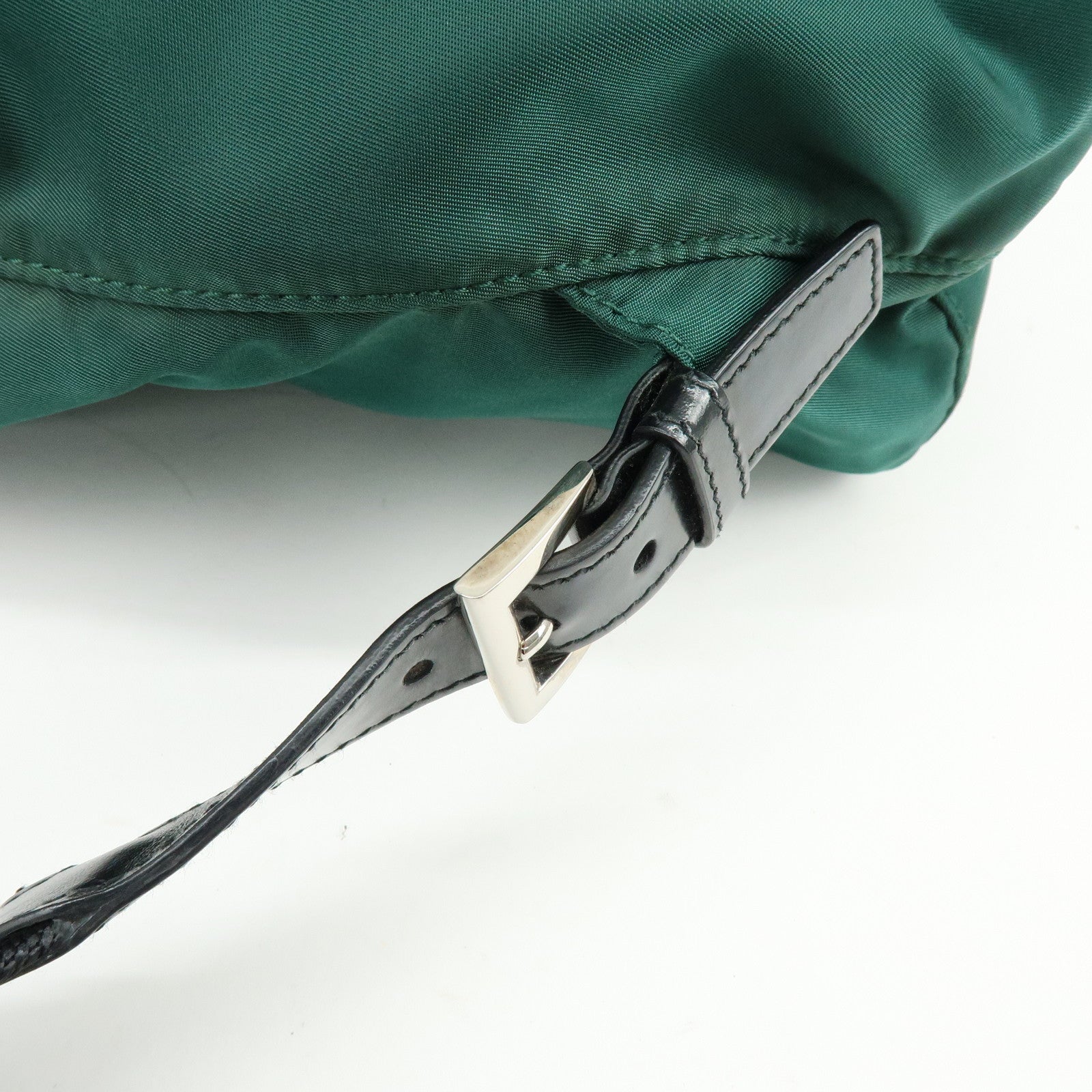 PRADA Triangle Logo Nylon Leather Backpack Rucksack Green Black 1BZ811