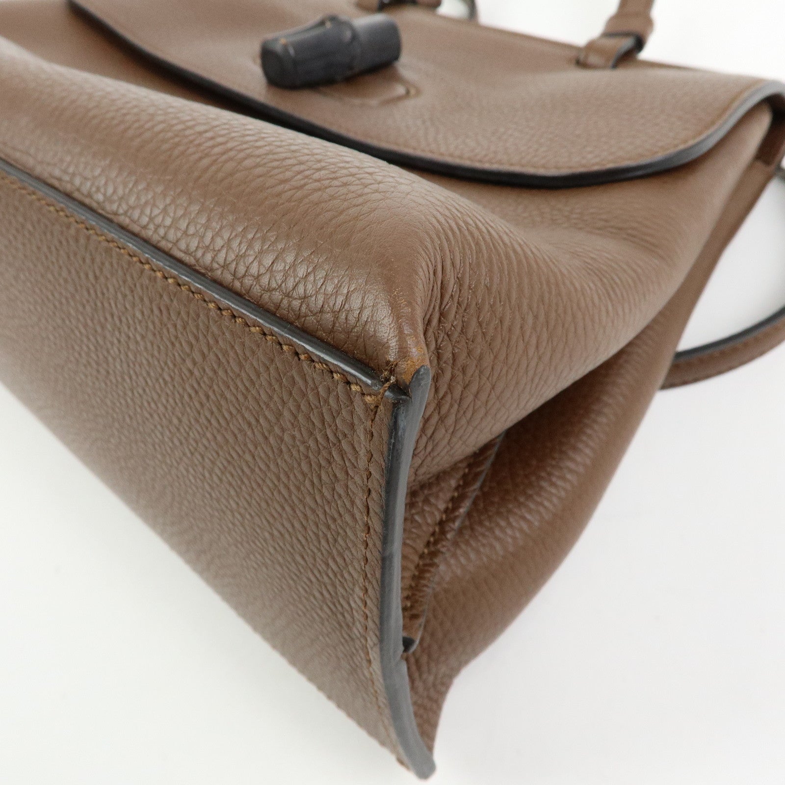 GUCCI Bamboo Daily Medium Leather 2Way Bag Limited Edition Brown 392013