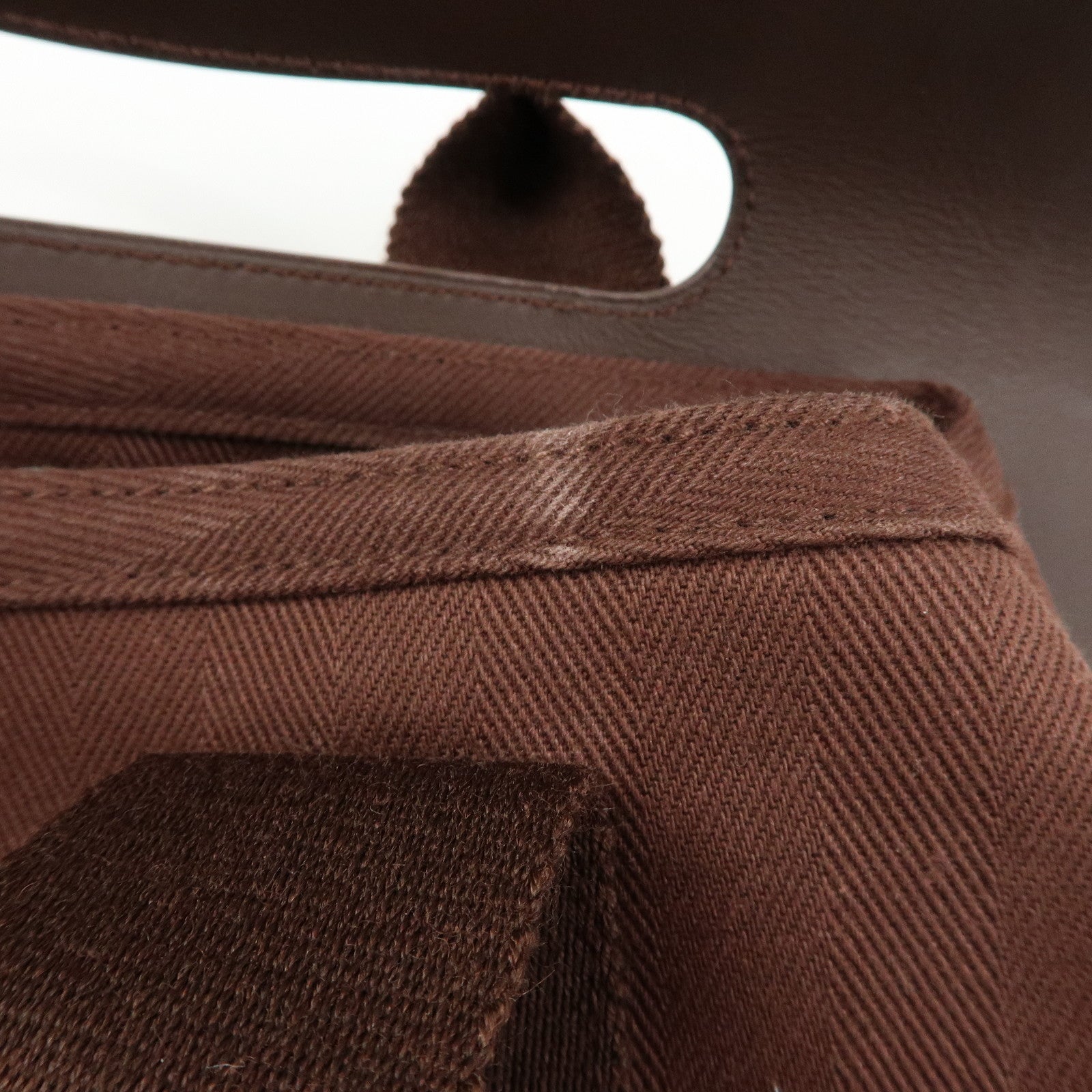 HERMES Toile Chevron Valparaiso Long PM Hand Bag Brown