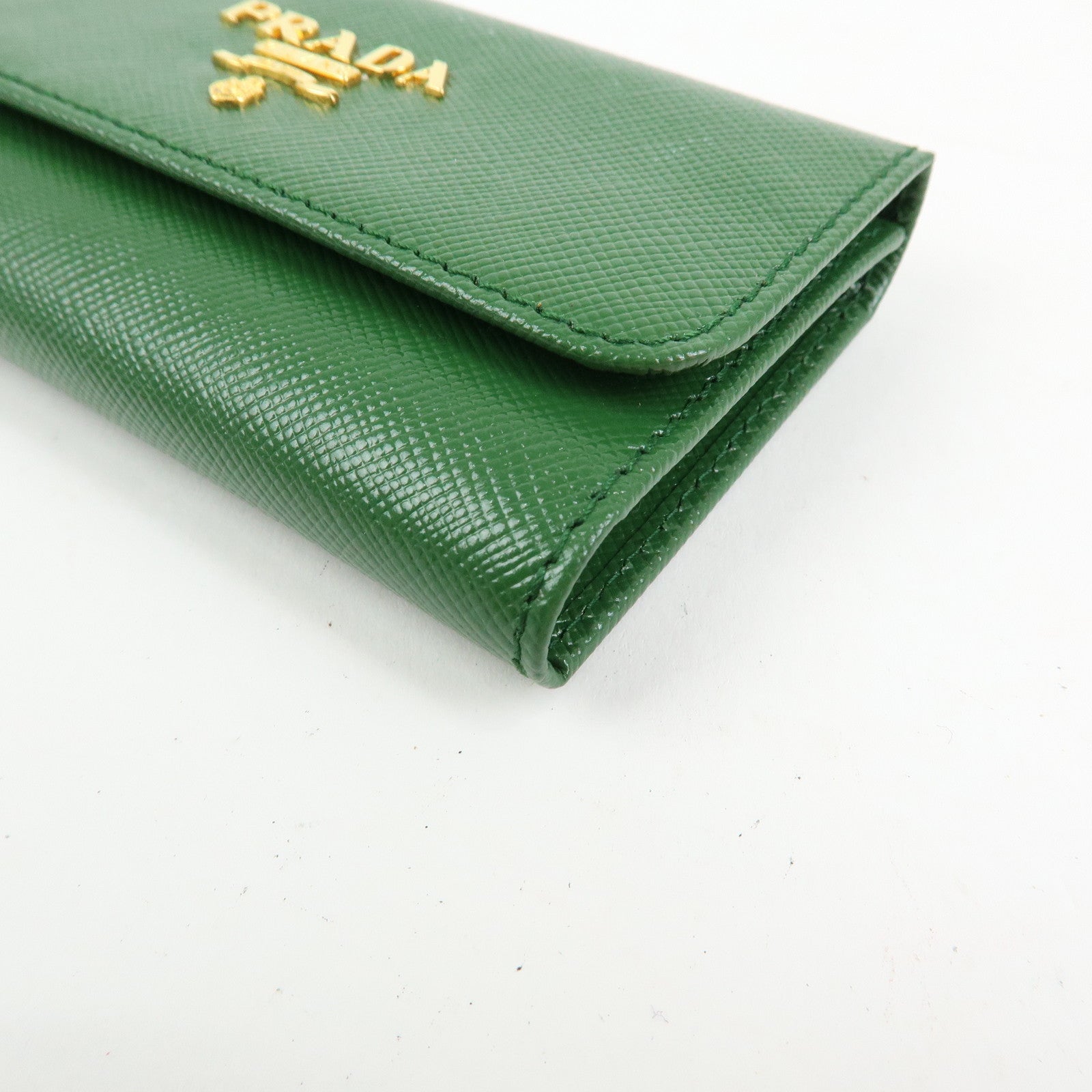 PRADA Logo Saffiano Leather 6 Rings Key Case Key Holder Green 1M0222