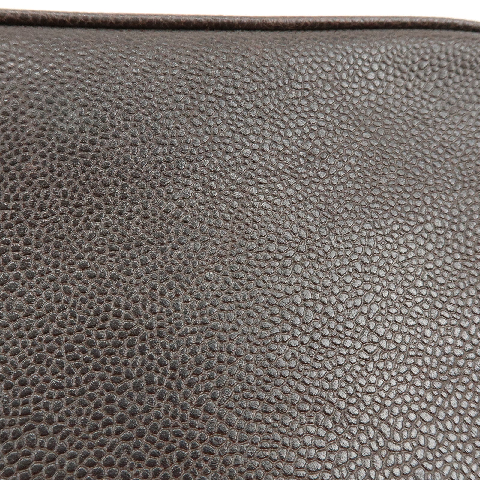 CHANEL COCO Mark Caviarskin Pouch Cosmetic Pouch Dark Brown A01996