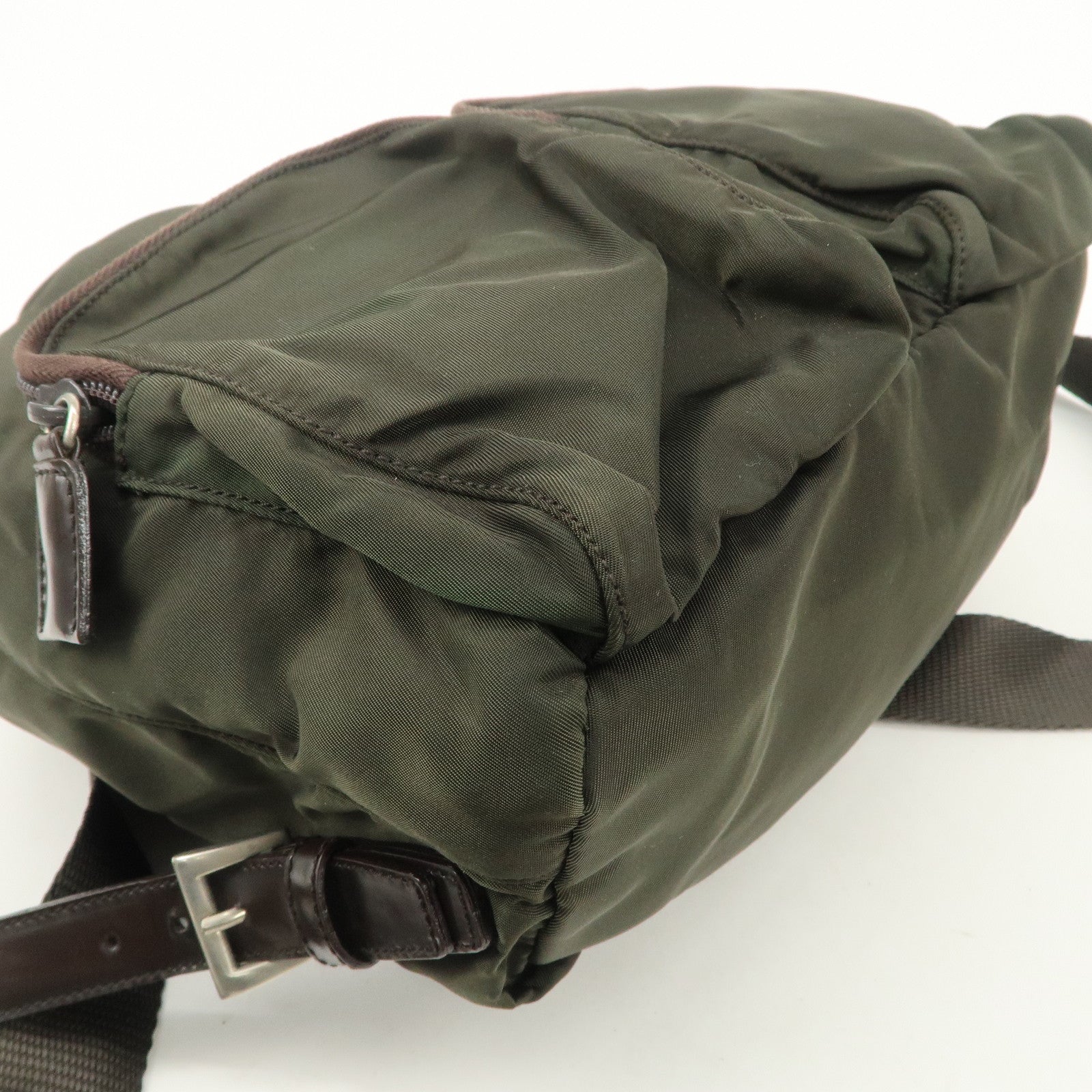 PRADA  Triangle Logo Leather Nylon BackPack B5885F Used