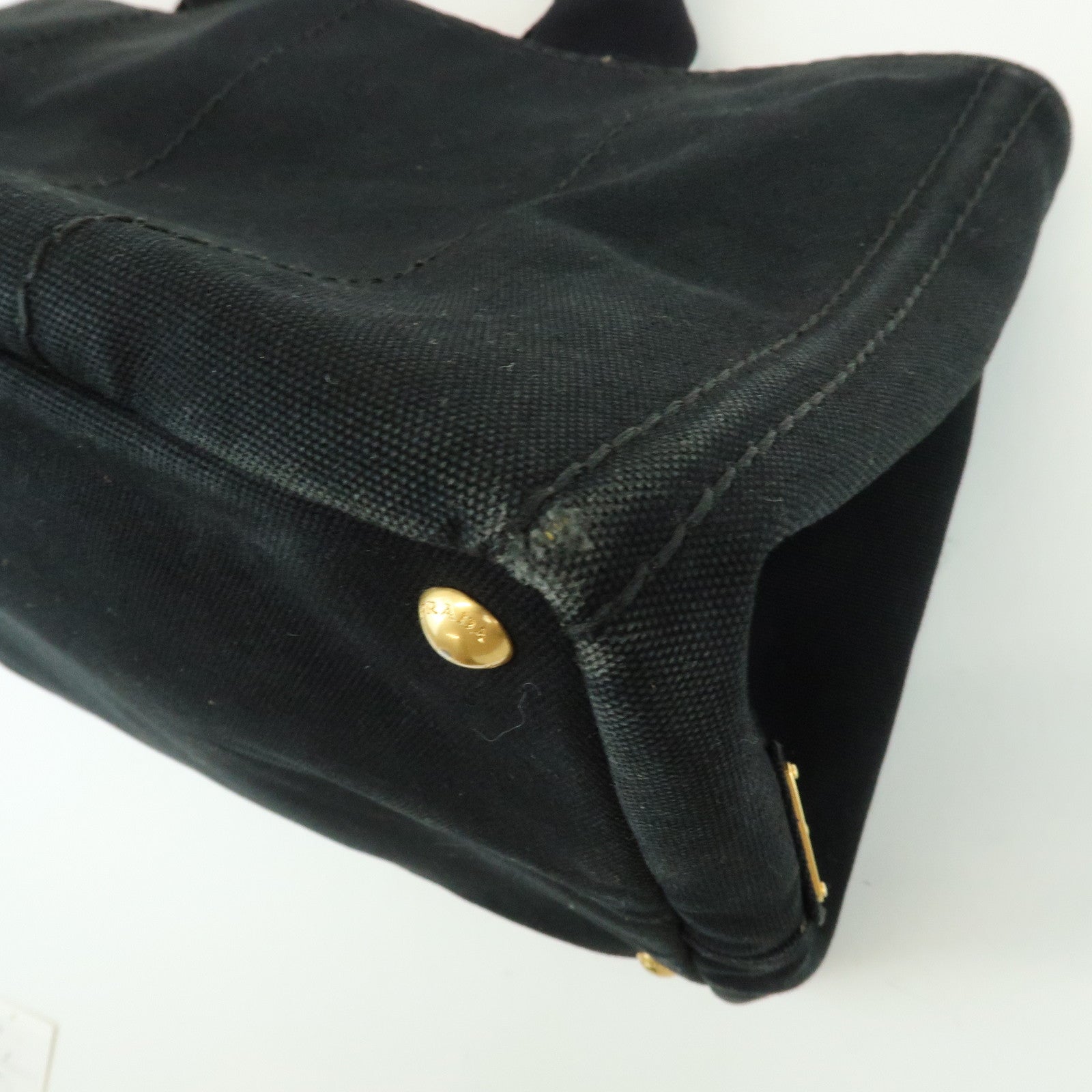 PRADA Triangle Logo Canapa Large Canvas Tote Bag Black B1872B