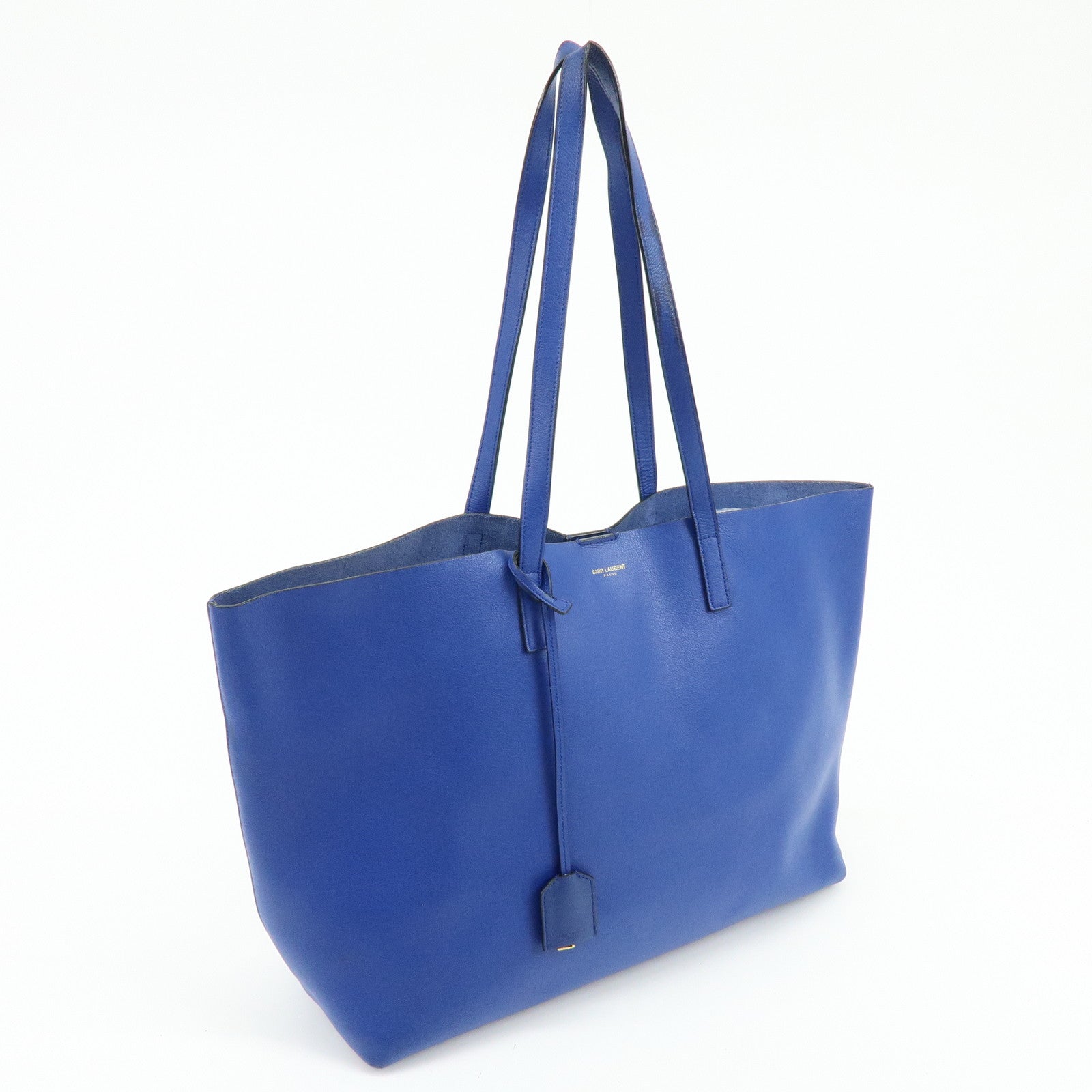SAINT LAURENT PARIS Cassandra Leather Sac Shopping Bag Blue 394195