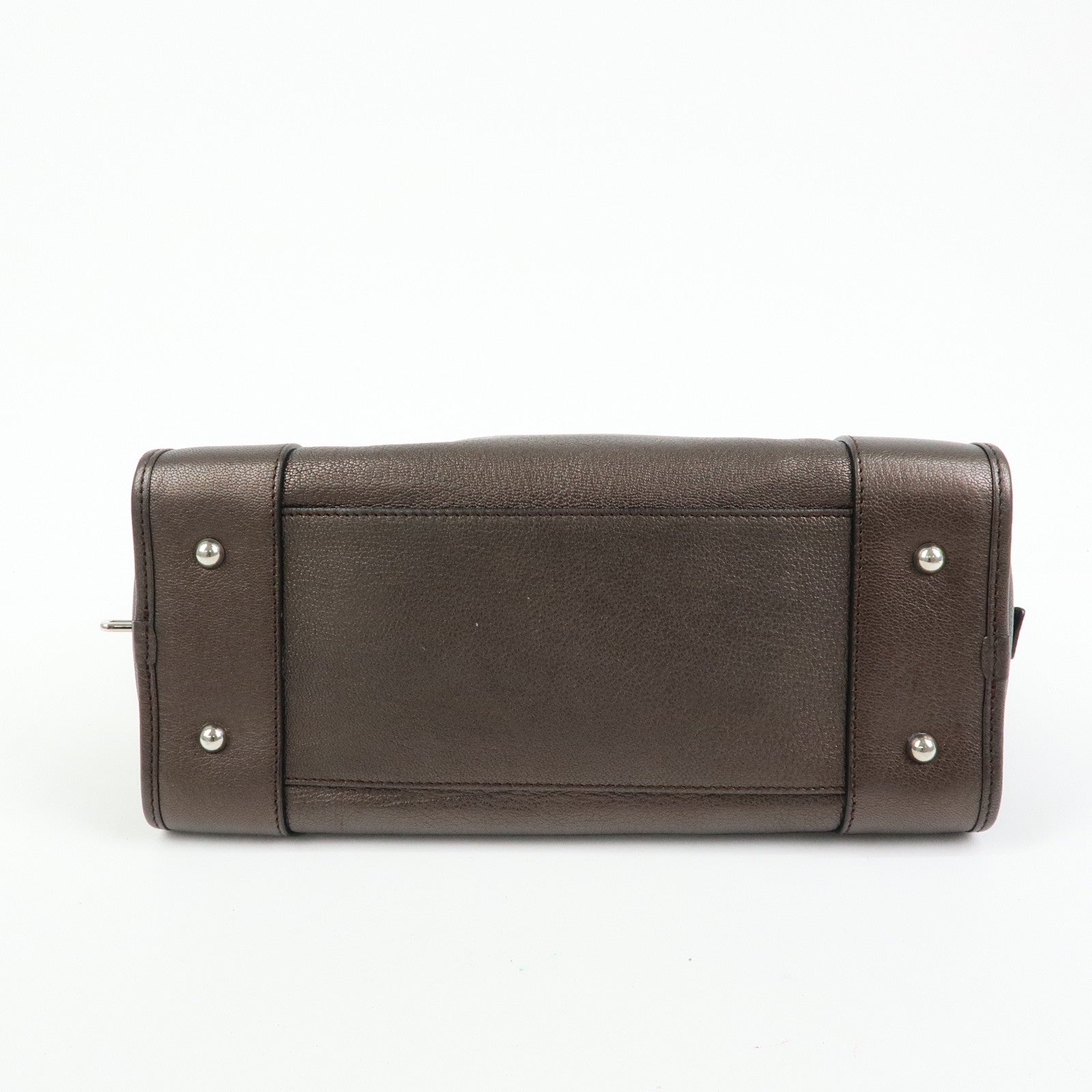 LOEWE Anagram Amazona 28 Leather Hand Bag Boston Bag Metallic Brown