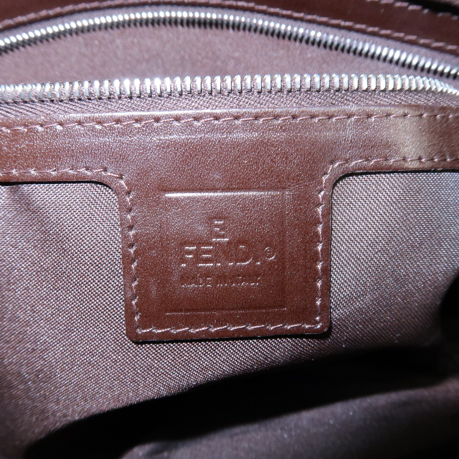 FENDI Mamma Baguette Zucca Canvas Leather Shoulder Bag Hand Bag 26325