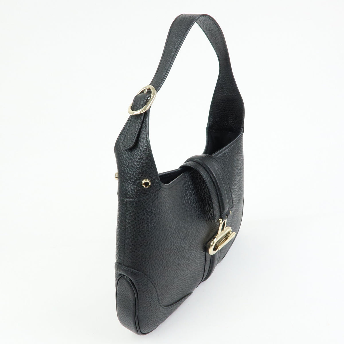 GUCCI Logo Leather Shoulder Bag Hand Bag Black 130779