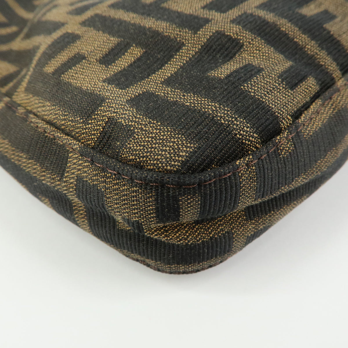 FENDI Zucca Canvas Leather Shoulder Bag Hand Bag Black Brown 26569