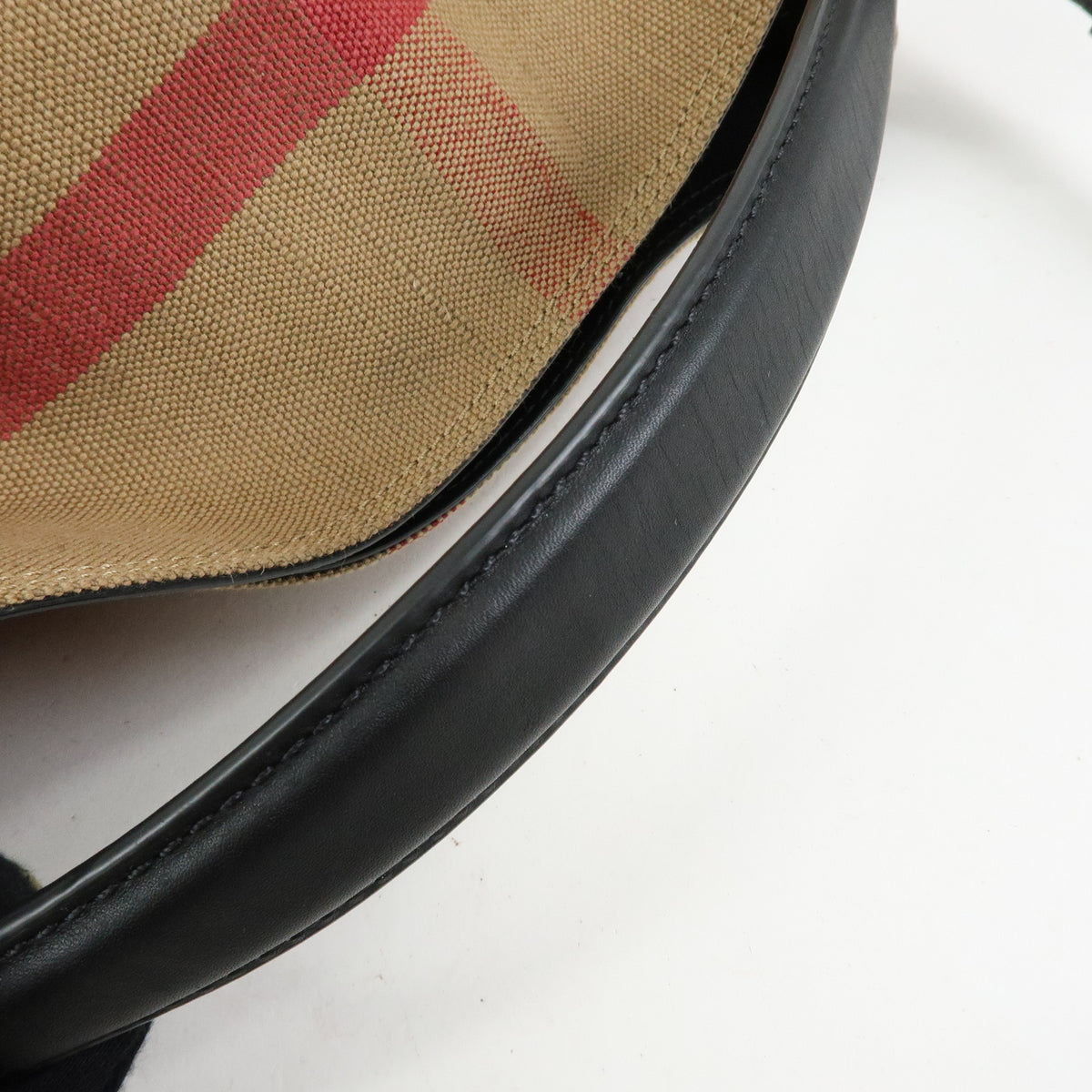BURBERRY Nova Plaid Ashby Canvas Leather 2Way Bag Shoulder Bag Black
