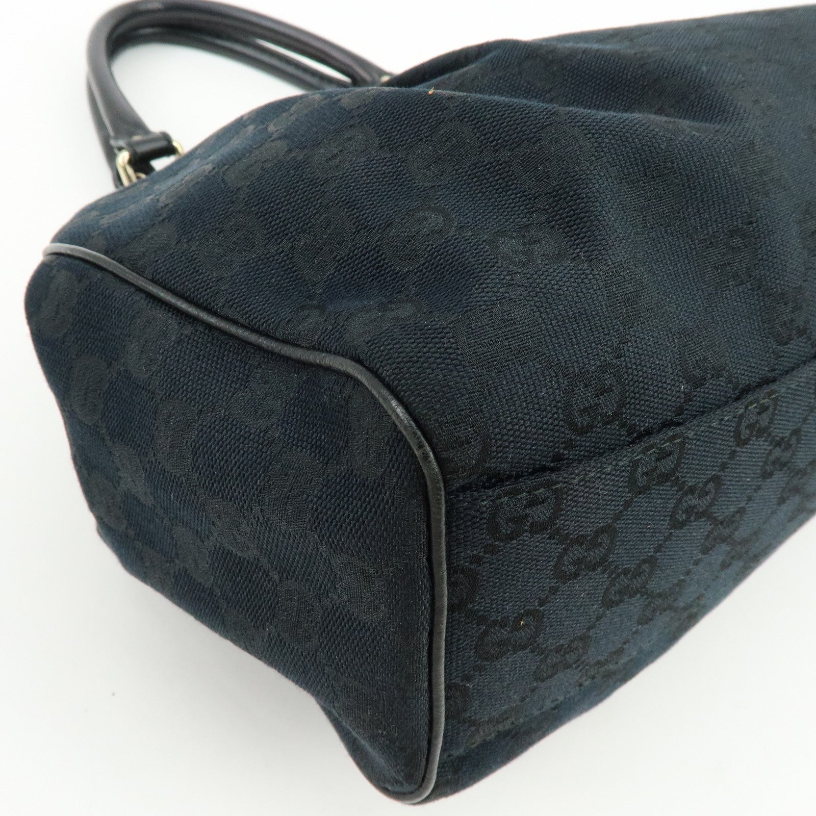 GUCCI Sukey GG Canvas Leather Tote Bag Hand Bag Black 211944