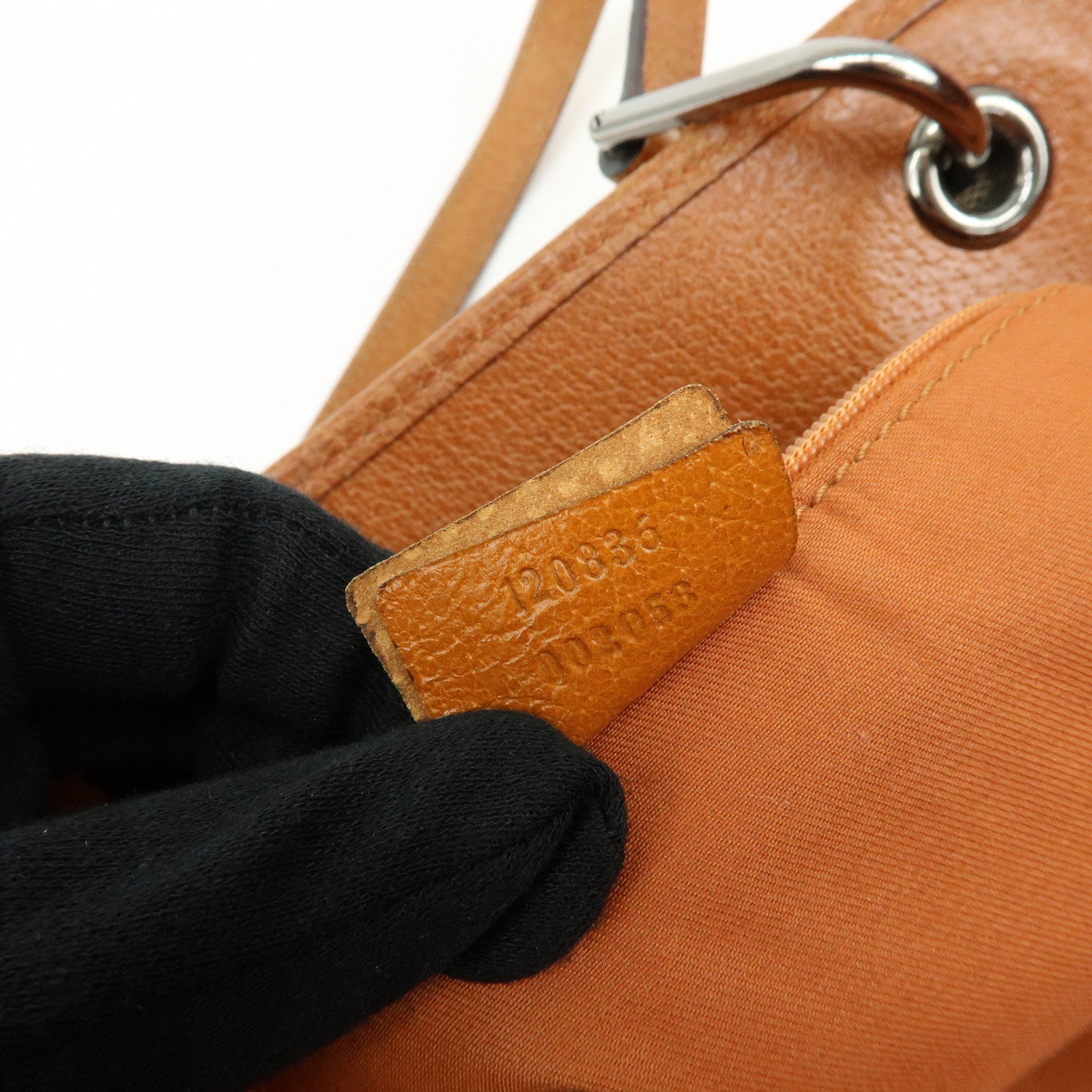 GUCCI GG Canvas Leather Tote Bag Shoulder Bag Beige Orange 120836