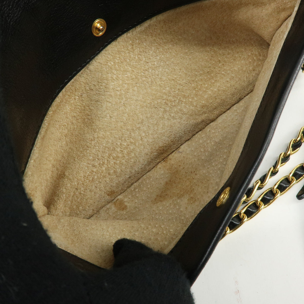 PRADA Leather Chain Shoulder Bag Studded Black Gold Silver BR4588