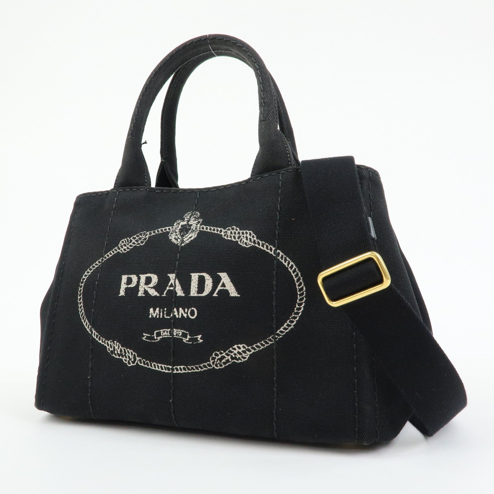 PRADA Triangle Log Canapa Mini Canvas 2Way Bag Hand Bag 1BG439