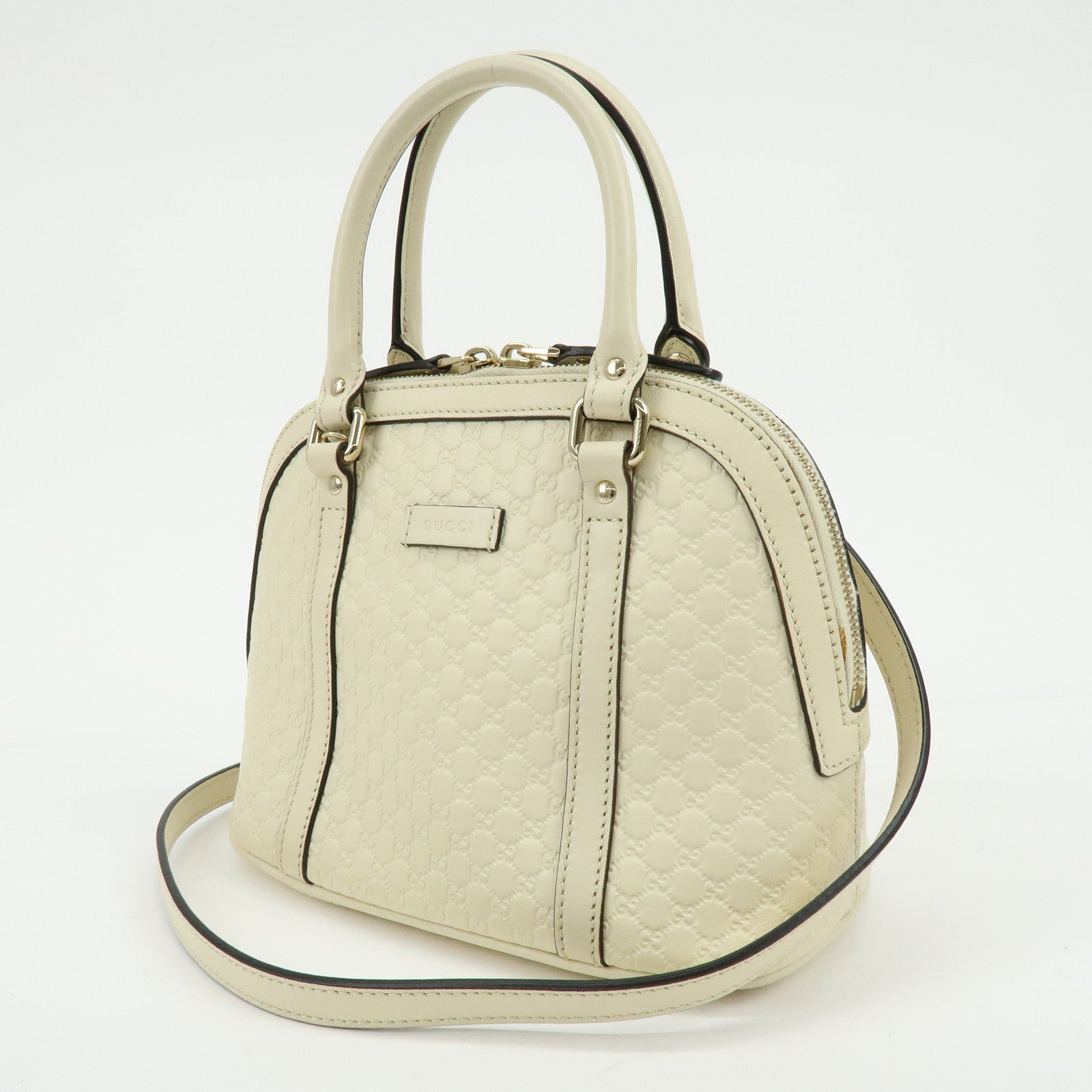 GUCCI Micro Guccissima Leather 2WAY Bag Hand Bag Ivory 449654