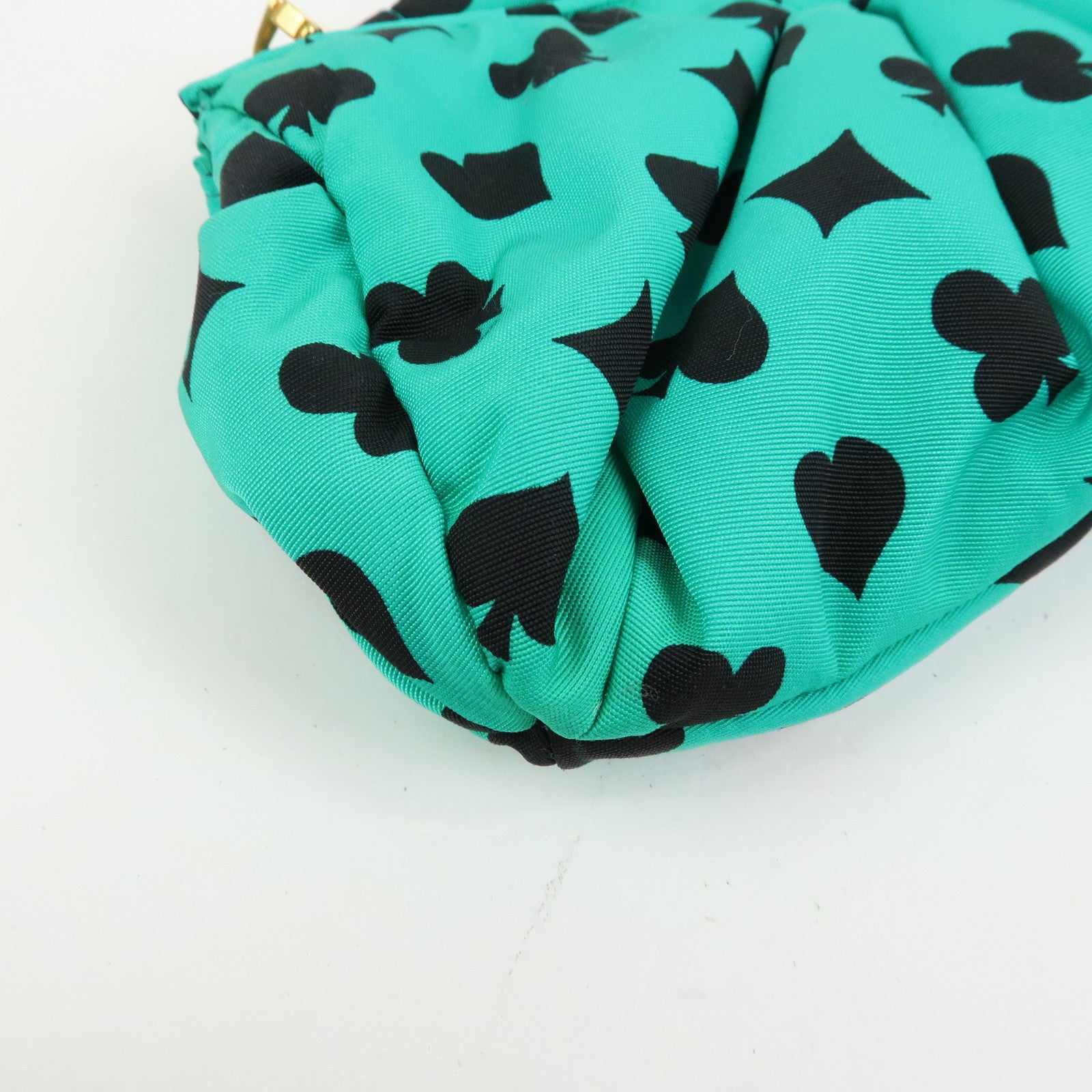 MIU MIU Nylon Playing Card Print Clutch Bag Cosmetic Pouch Green
