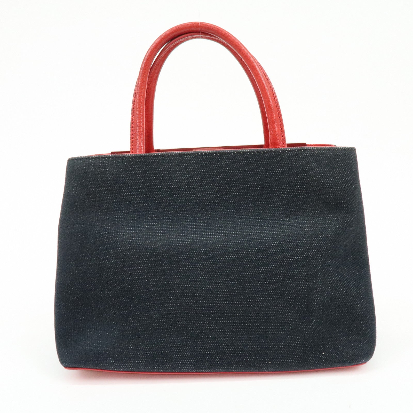 FENDI PETITE 2JOURS Denim Leather 2Way Hand Shoulder Bag Blue 8BH253